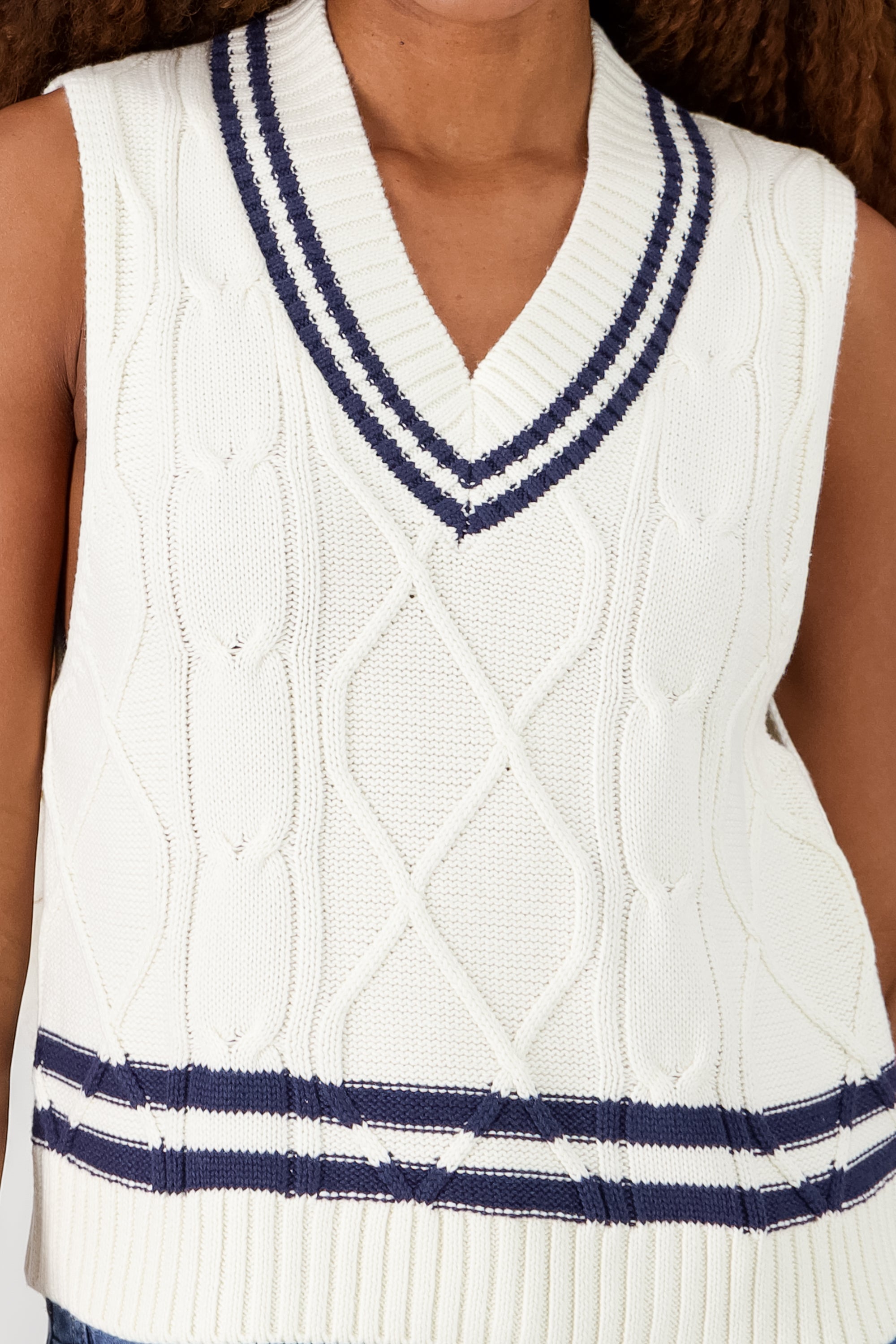 Contrast Knit Vest NAVY COMBO