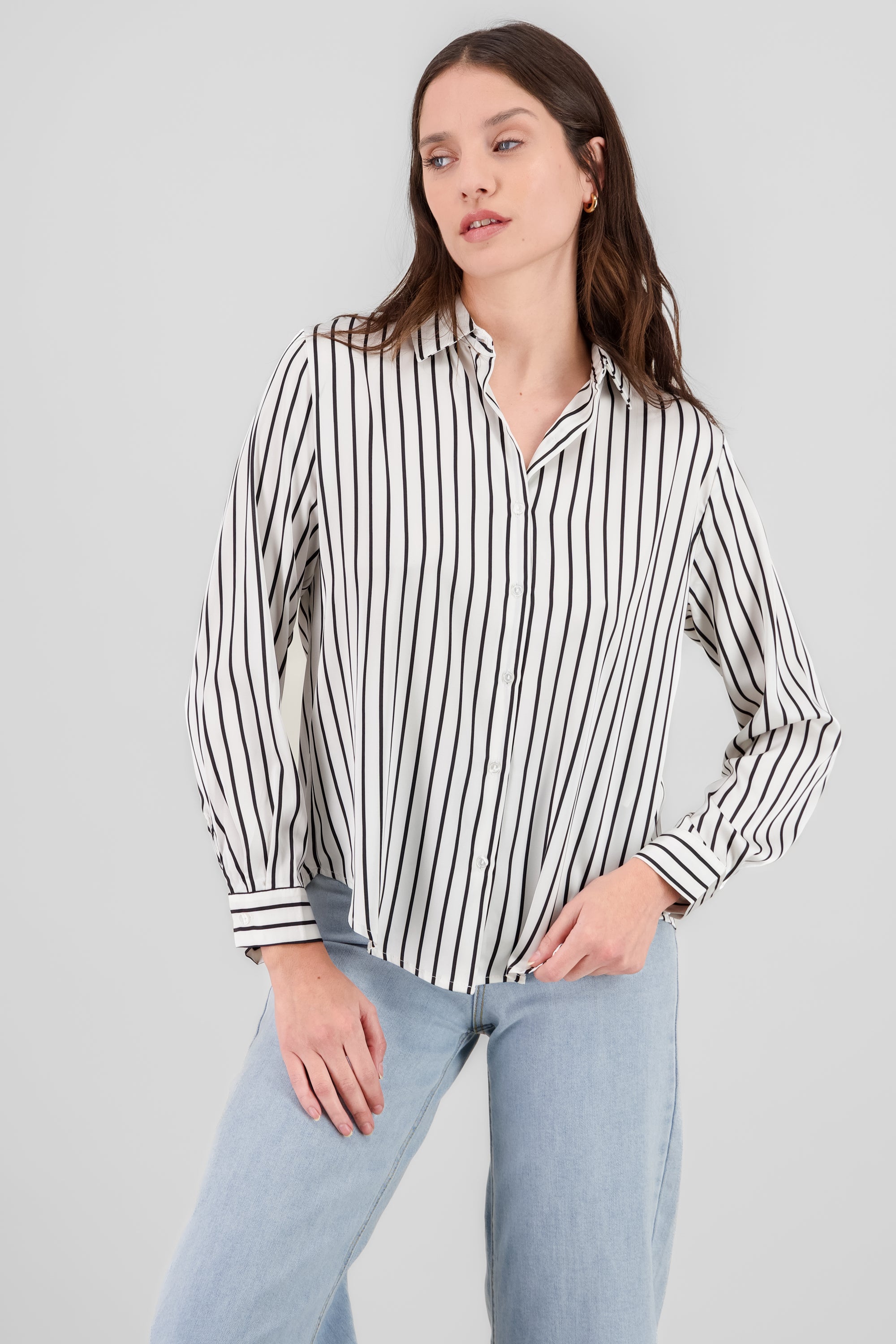 Striped Long Sleeve Shirt WHITE COMBO