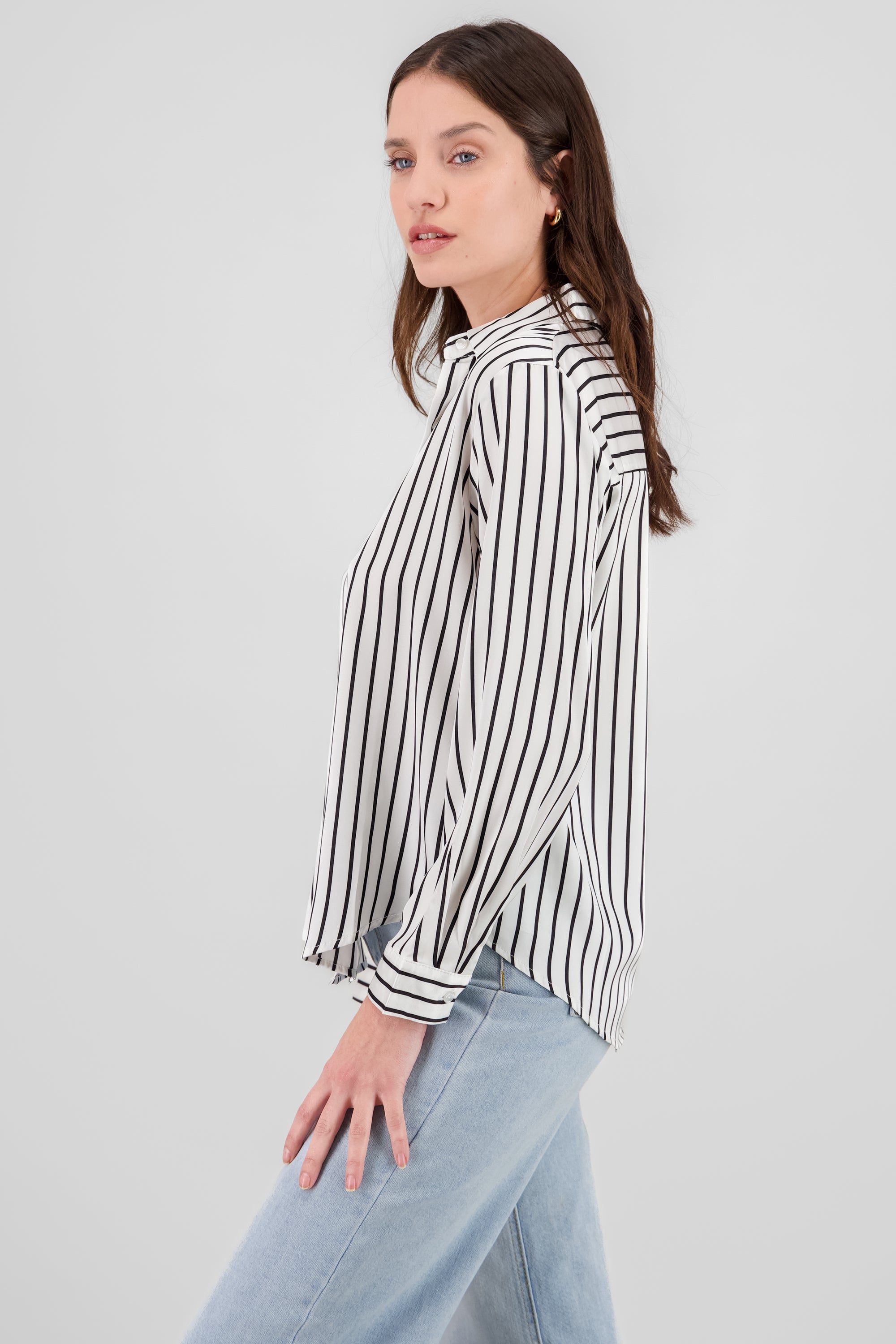 Striped Long Sleeve Shirt WHITE COMBO