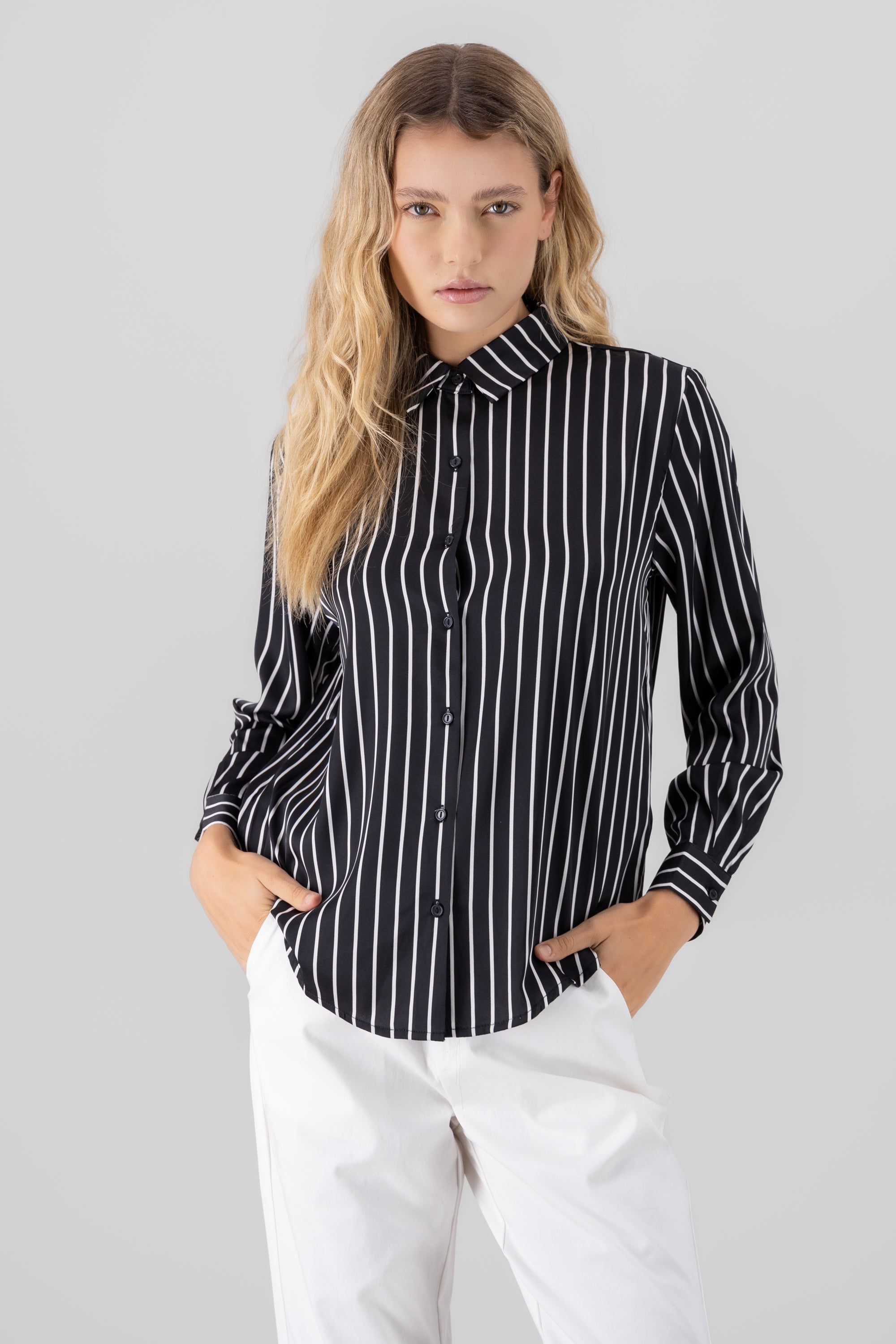 Striped Long Sleeve Shirt BLACK COMBO