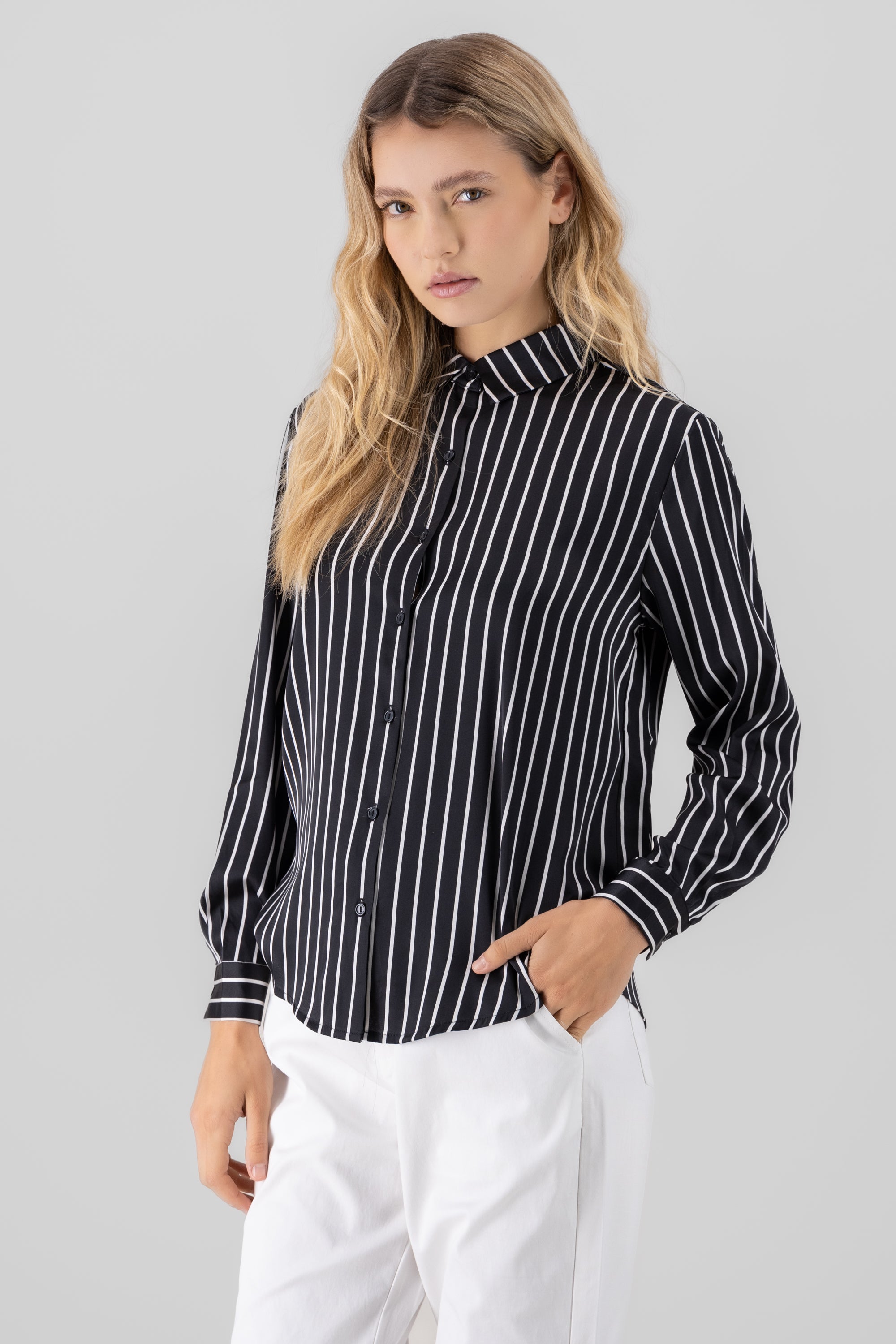 Striped Long Sleeve Shirt BLACK COMBO