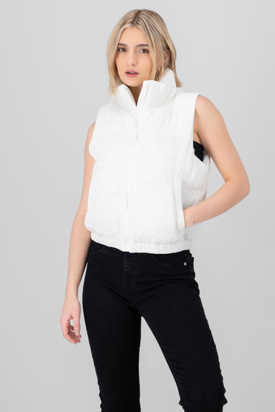 Cropped Puffer Vest WHITE