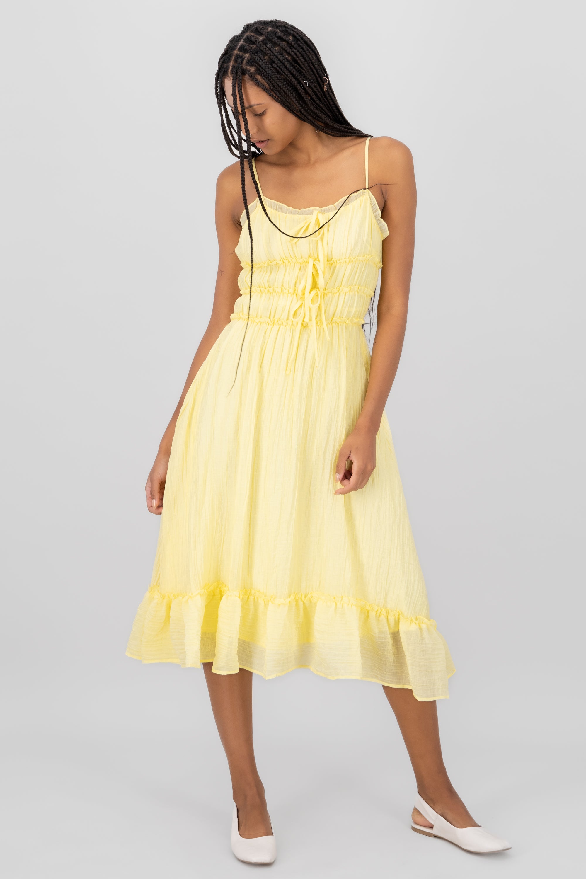 Smocked Midi Dress YELLOW