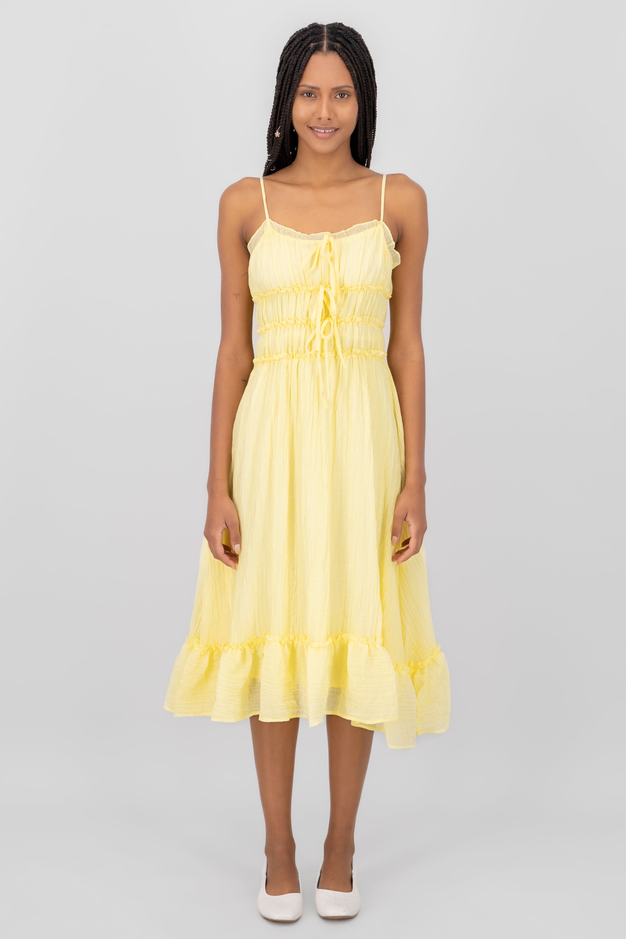 Smocked Midi Dress YELLOW