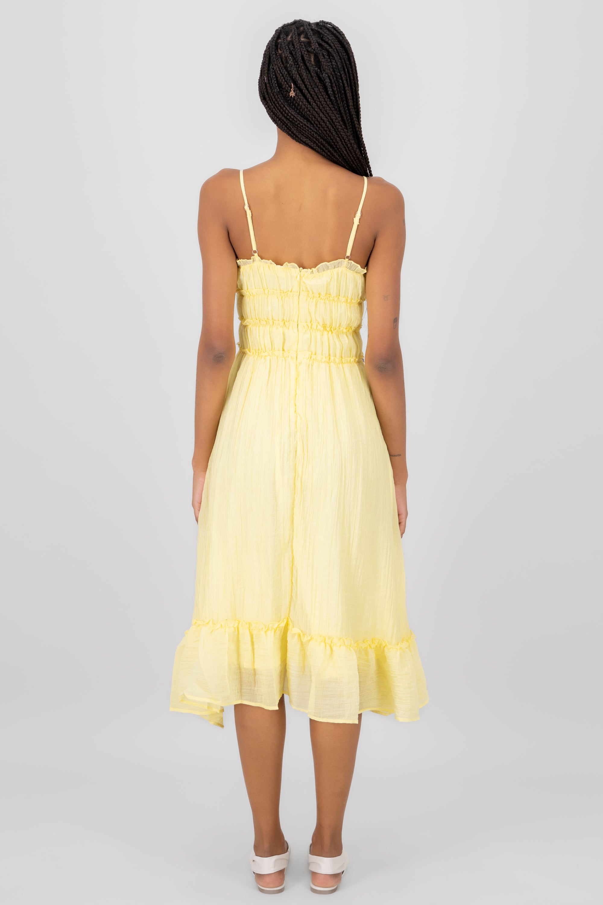 Smocked Midi Dress YELLOW