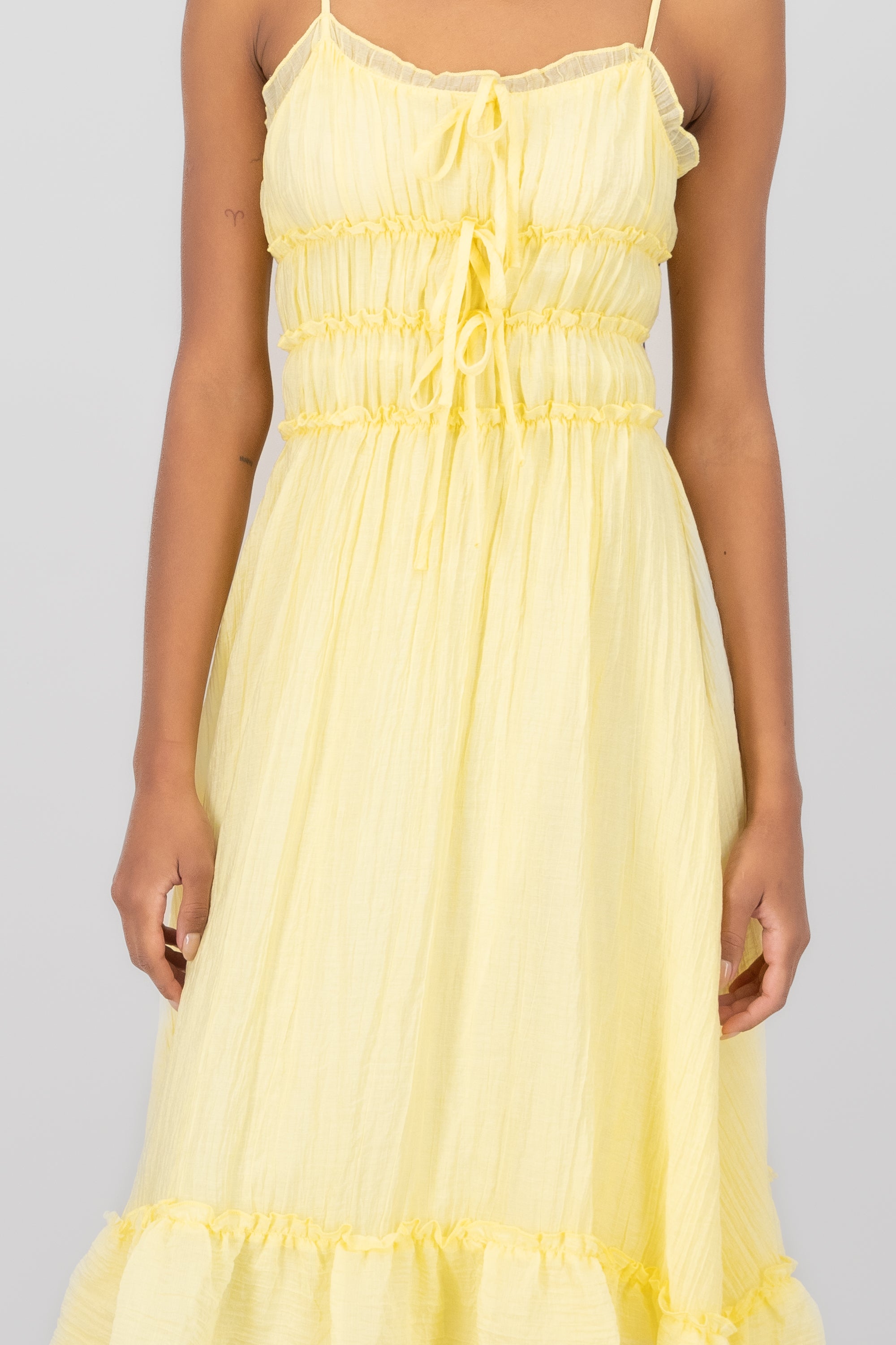 Smocked Midi Dress YELLOW