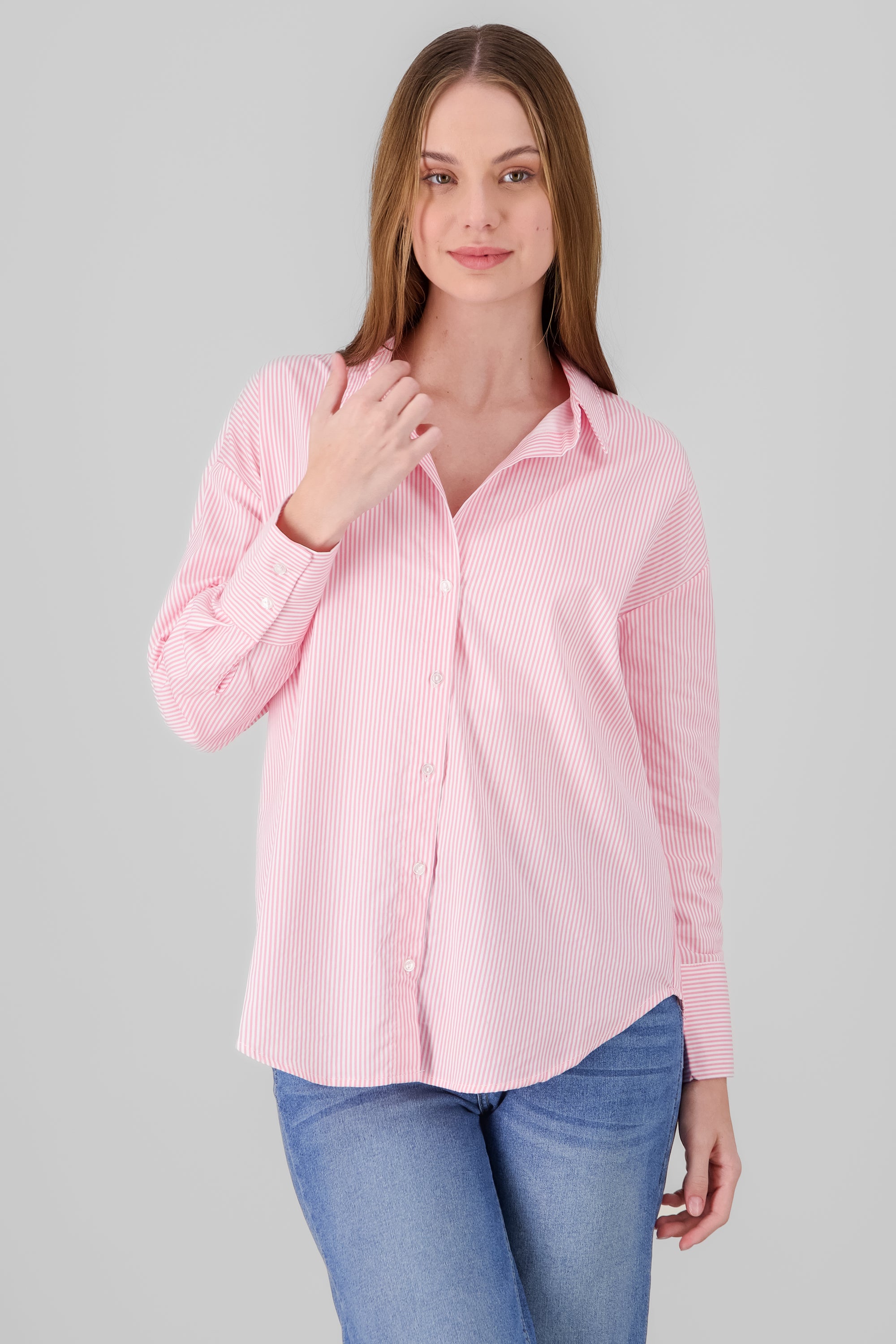 Striped Long Sleeve Shirt PINK COMBO