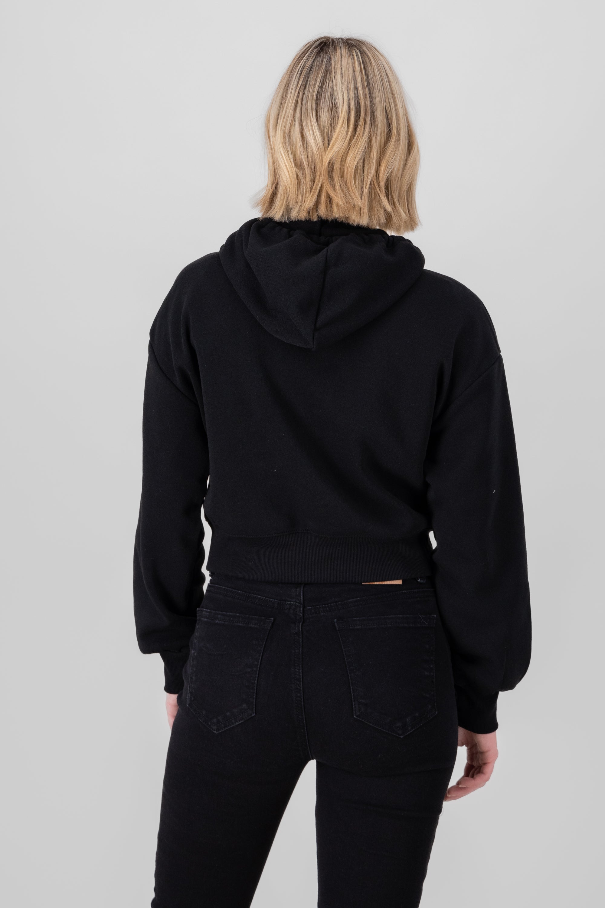 Solid Cropped Sweatshirt BLACK