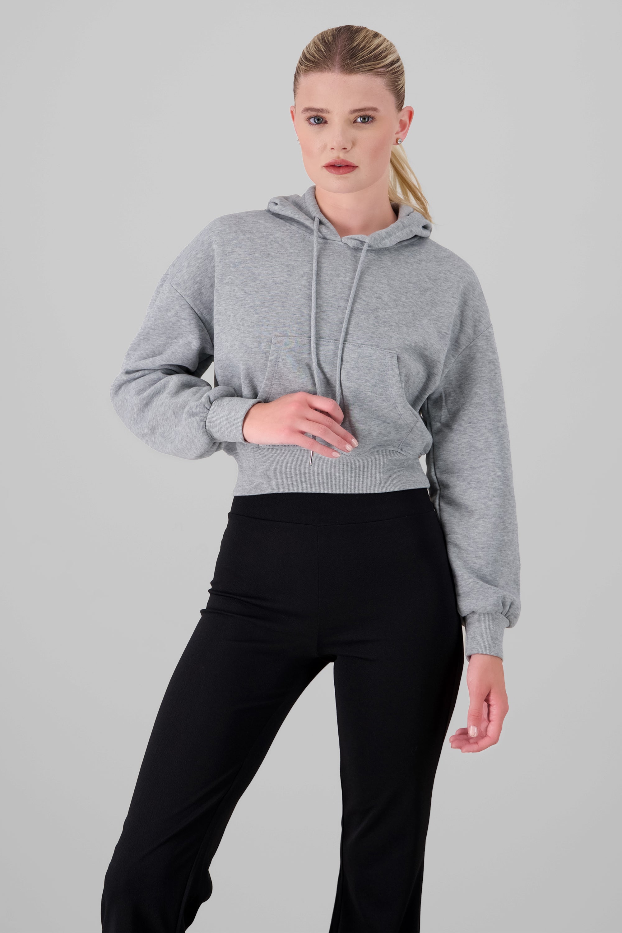 Solid Cropped Sweatshirt GRAY