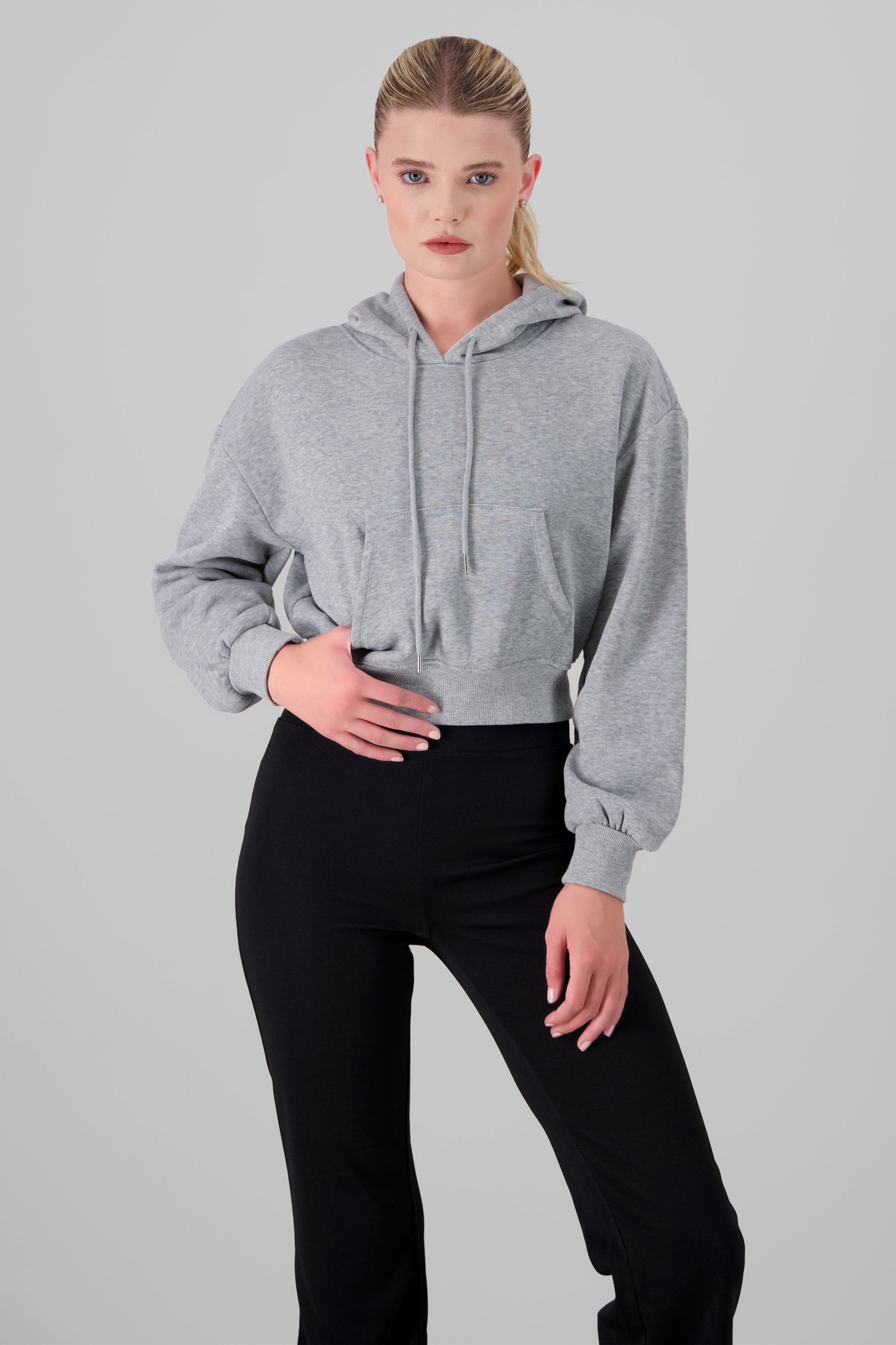 Solid Cropped Sweatshirt GRAY