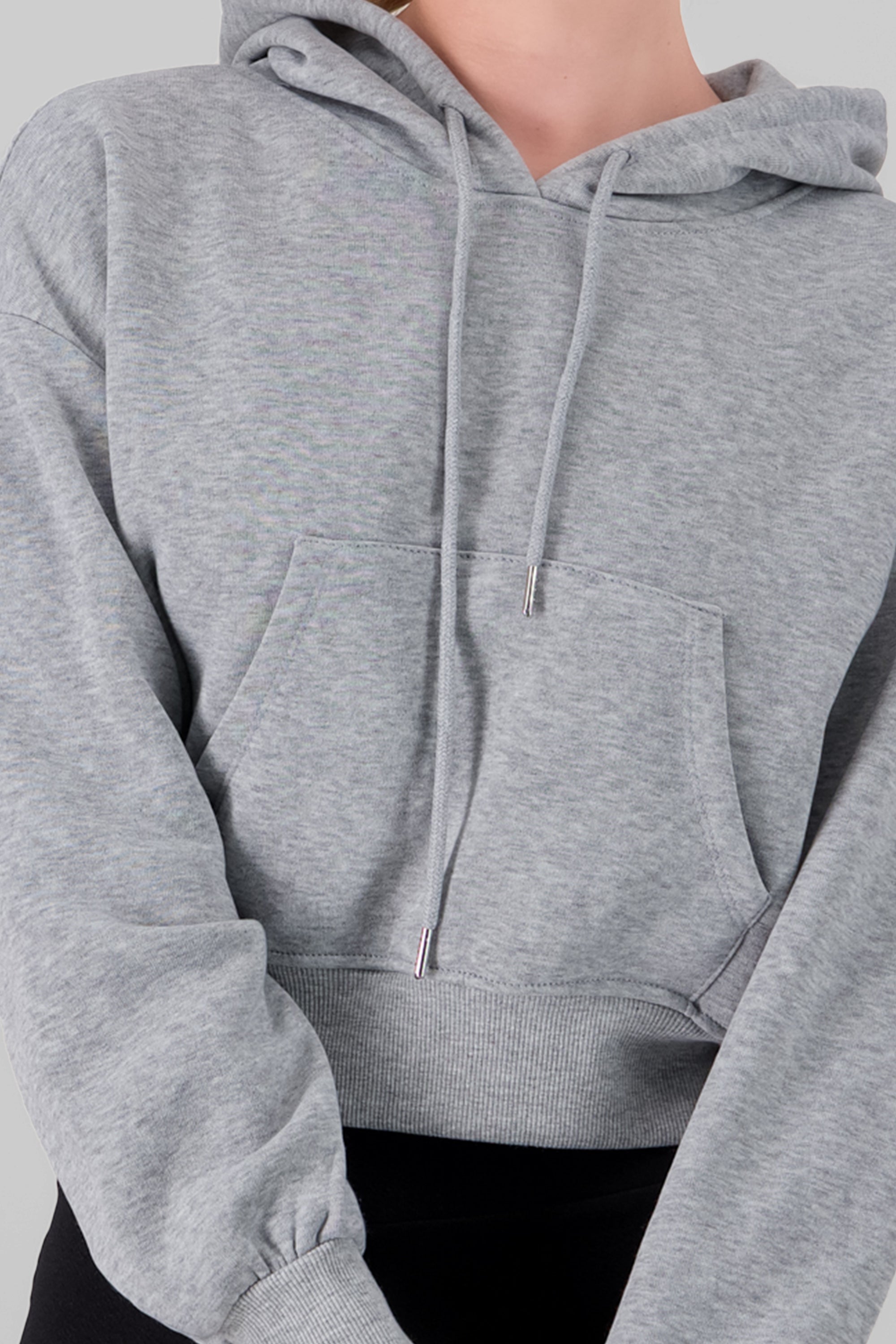 Solid Cropped Sweatshirt GRAY