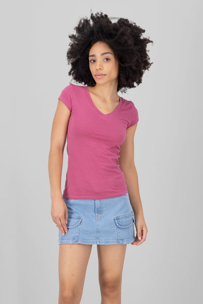 Basic V Neck T Shirt MAUVE