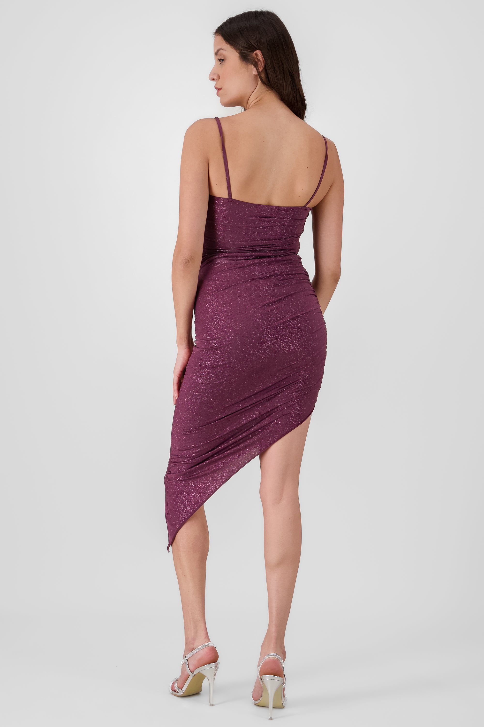 Asymmetrical Midi Dress BURGUNDY