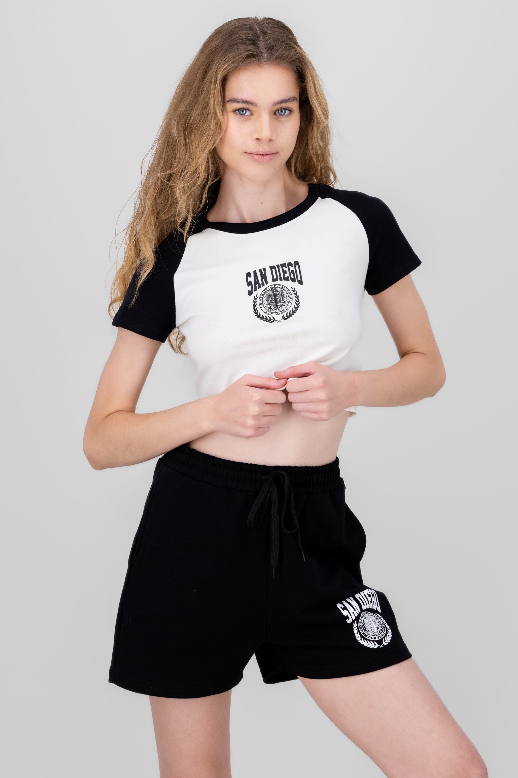 San Diego Contrast Crop T Shirt WHITE