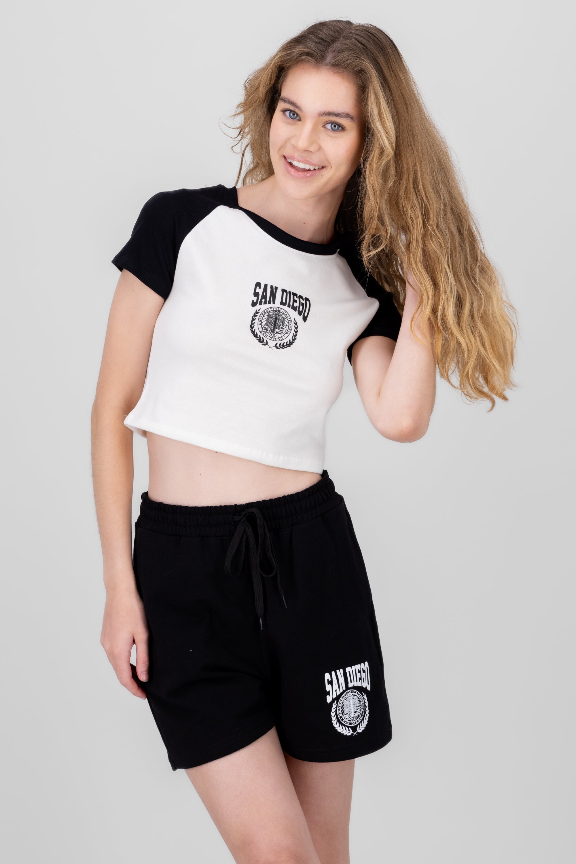 San Diego Contrast Crop T Shirt WHITE