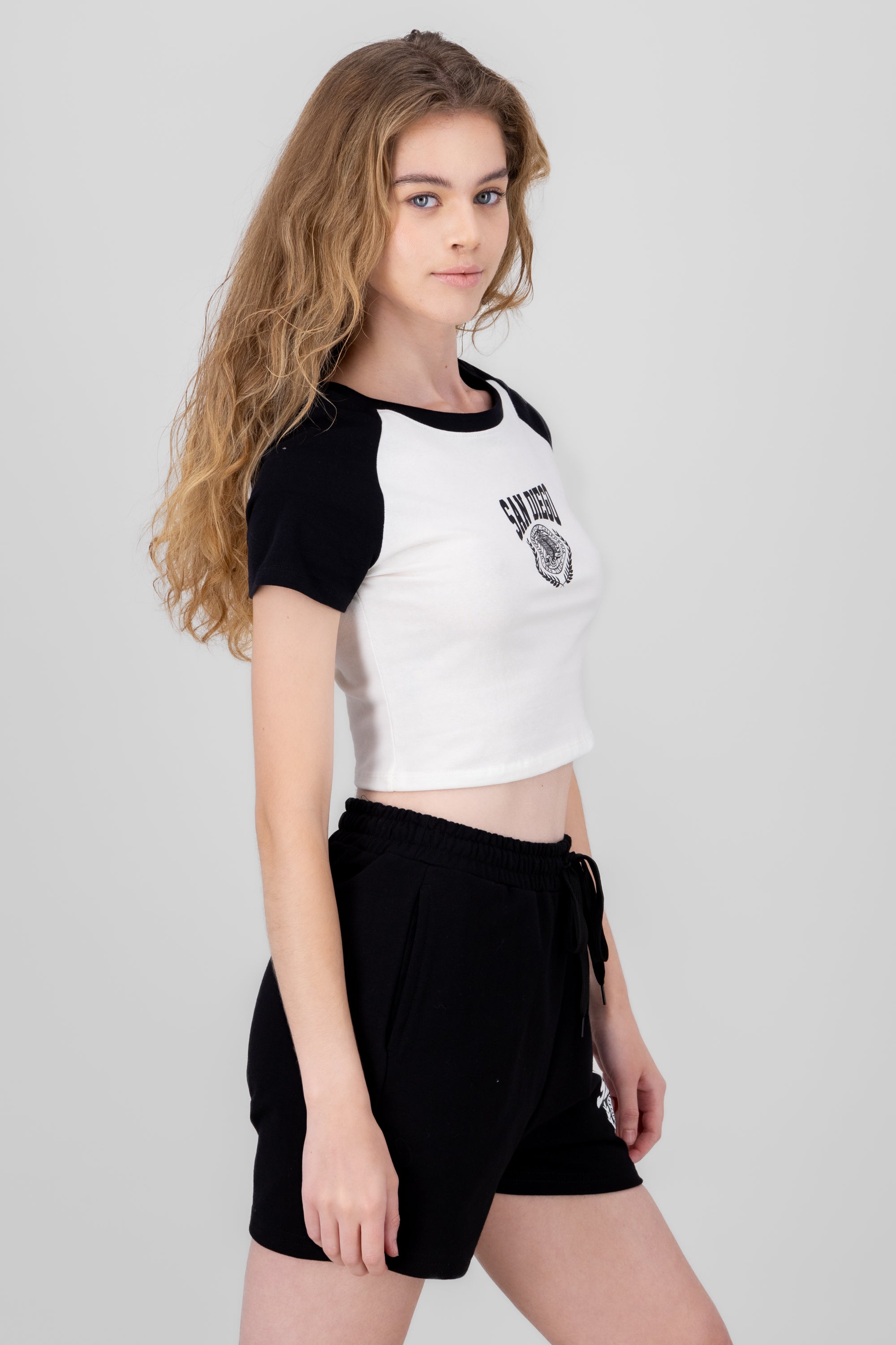 San Diego Contrast Crop T Shirt WHITE