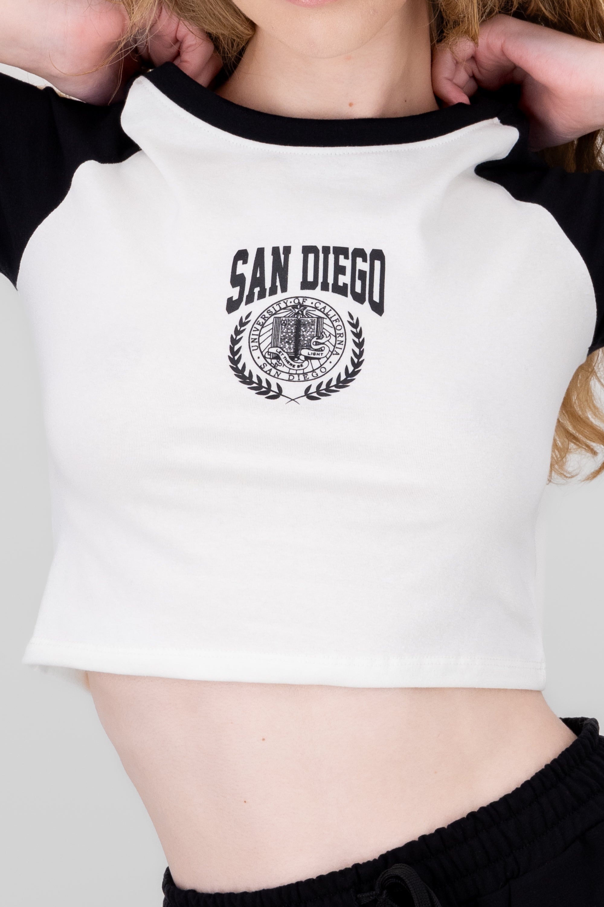 San Diego Contrast Crop T Shirt WHITE