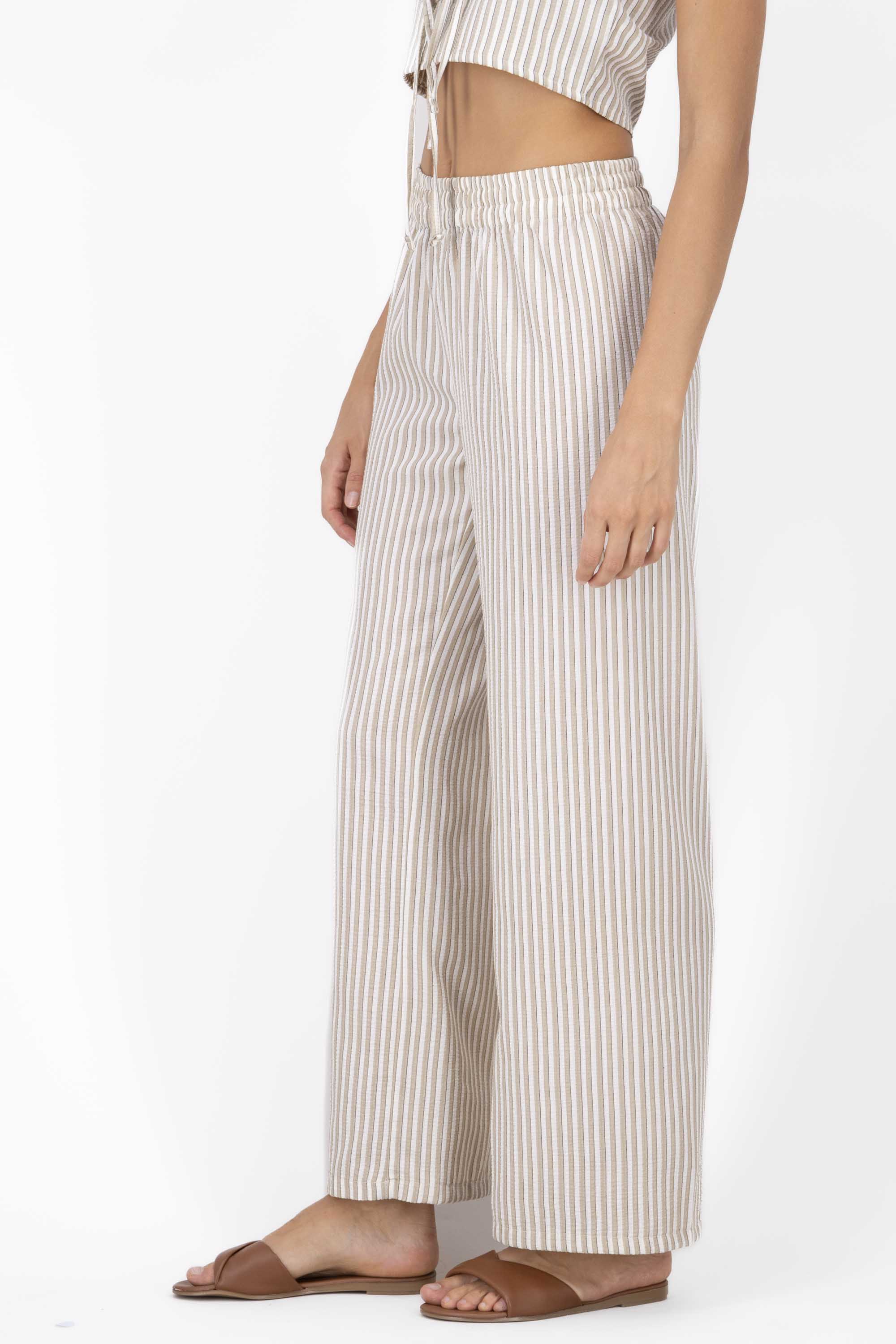 Stripped Wide Pants KHAKI COMBO