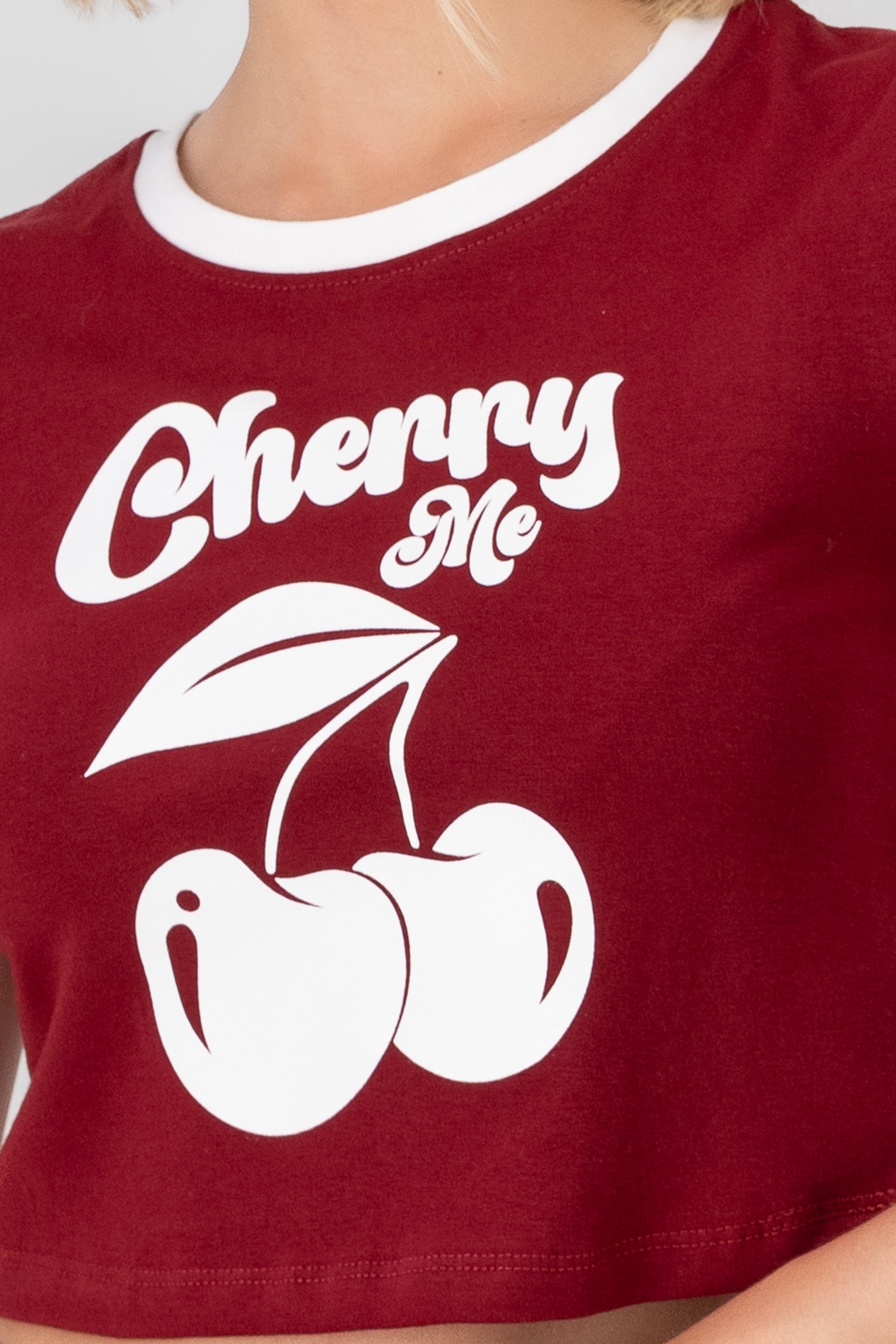 Cherry Me Printed Top BURGUNDY