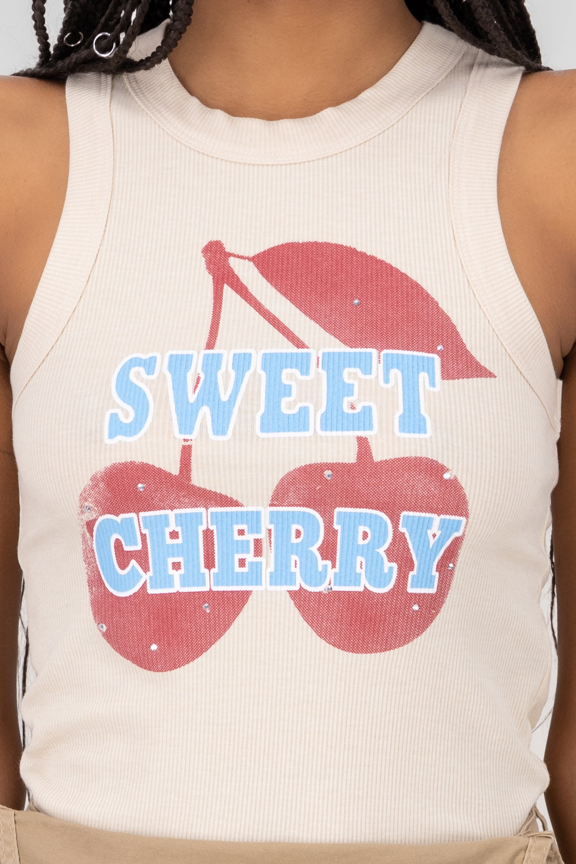 Sweet Cherry Printed Tank Top SAND