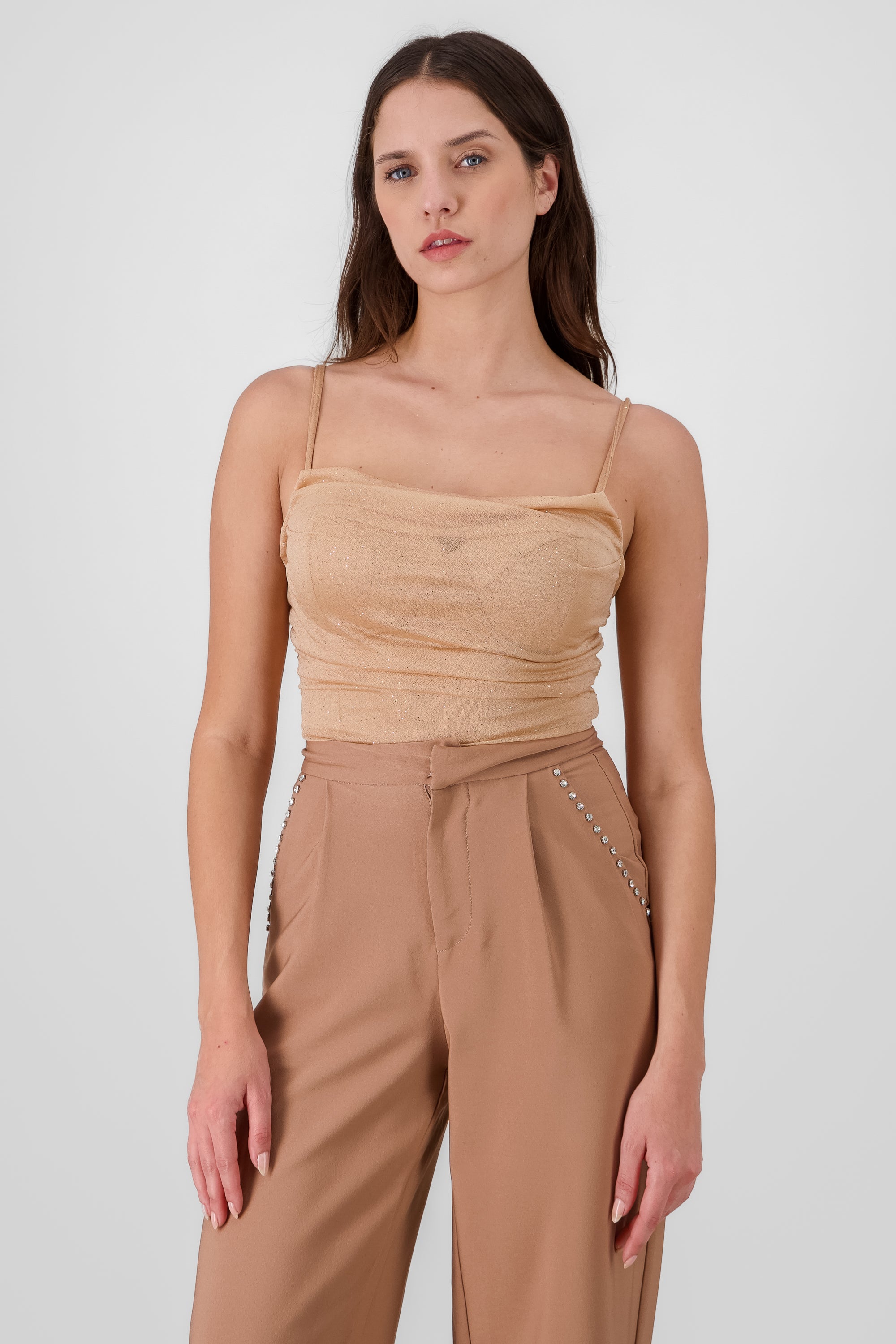 Drapped Neck Body Suite TAUPE