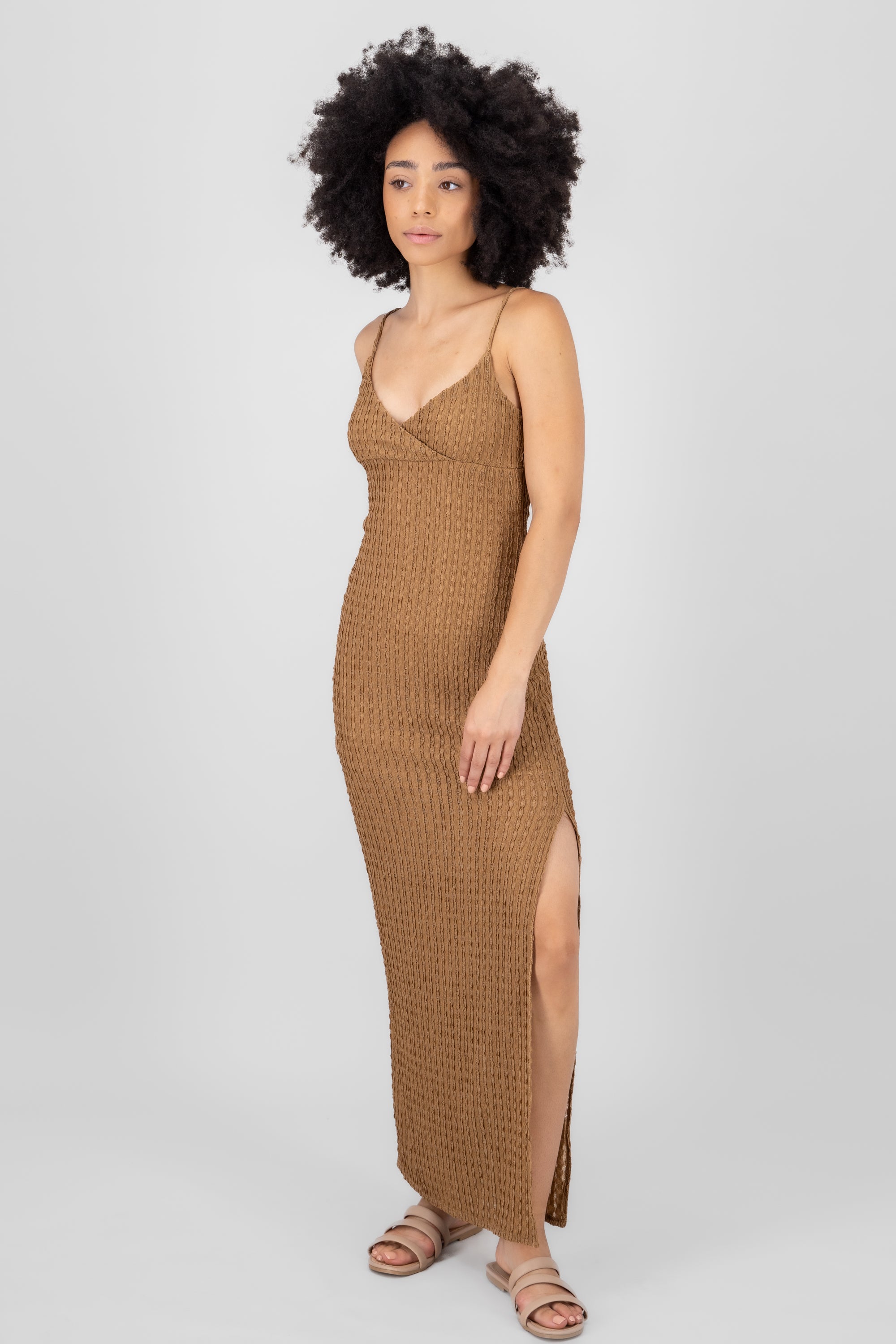 Textured Maxi Dress KHAKI