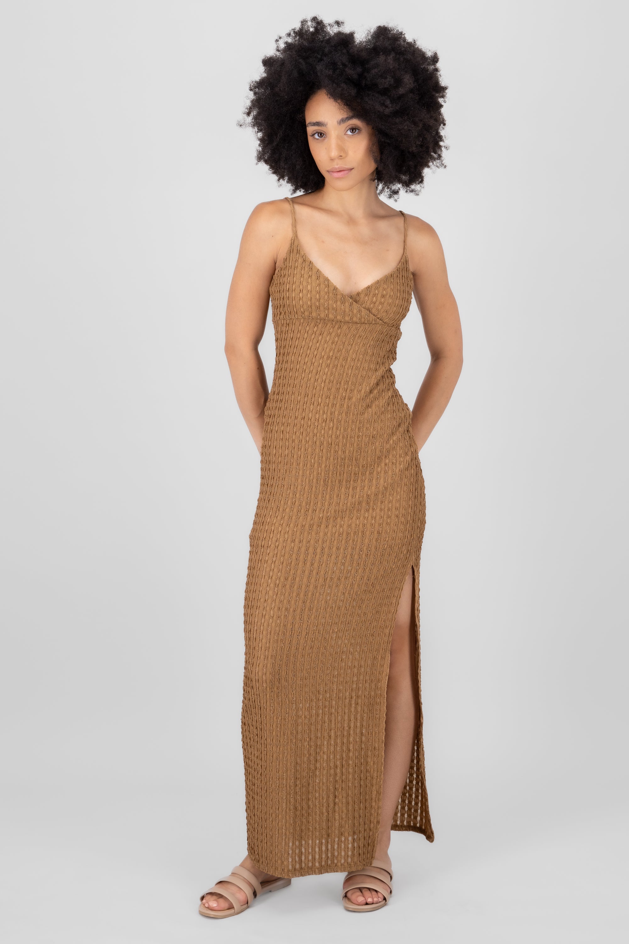 Textured Maxi Dress KHAKI