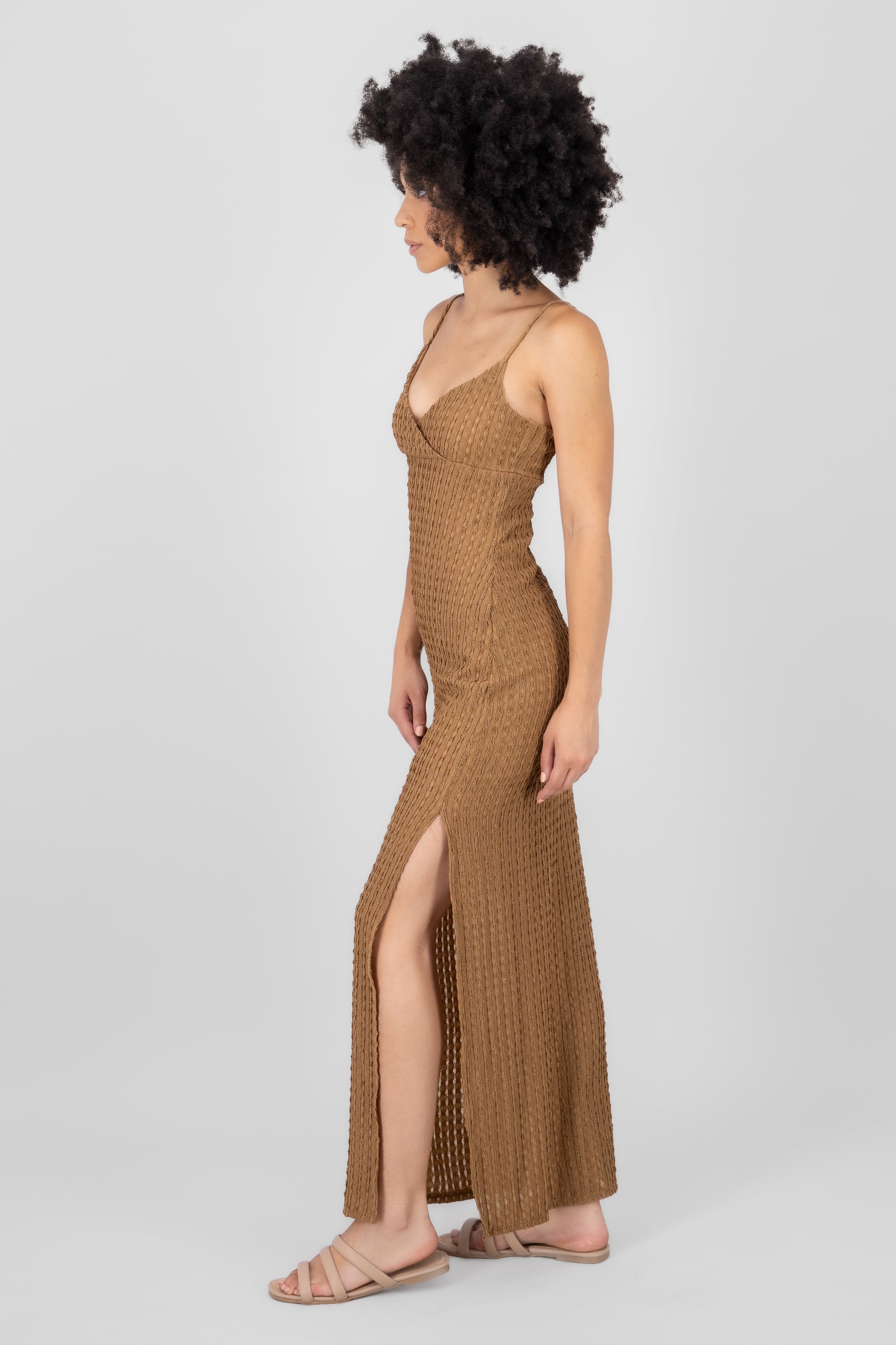 Textured Maxi Dress KHAKI