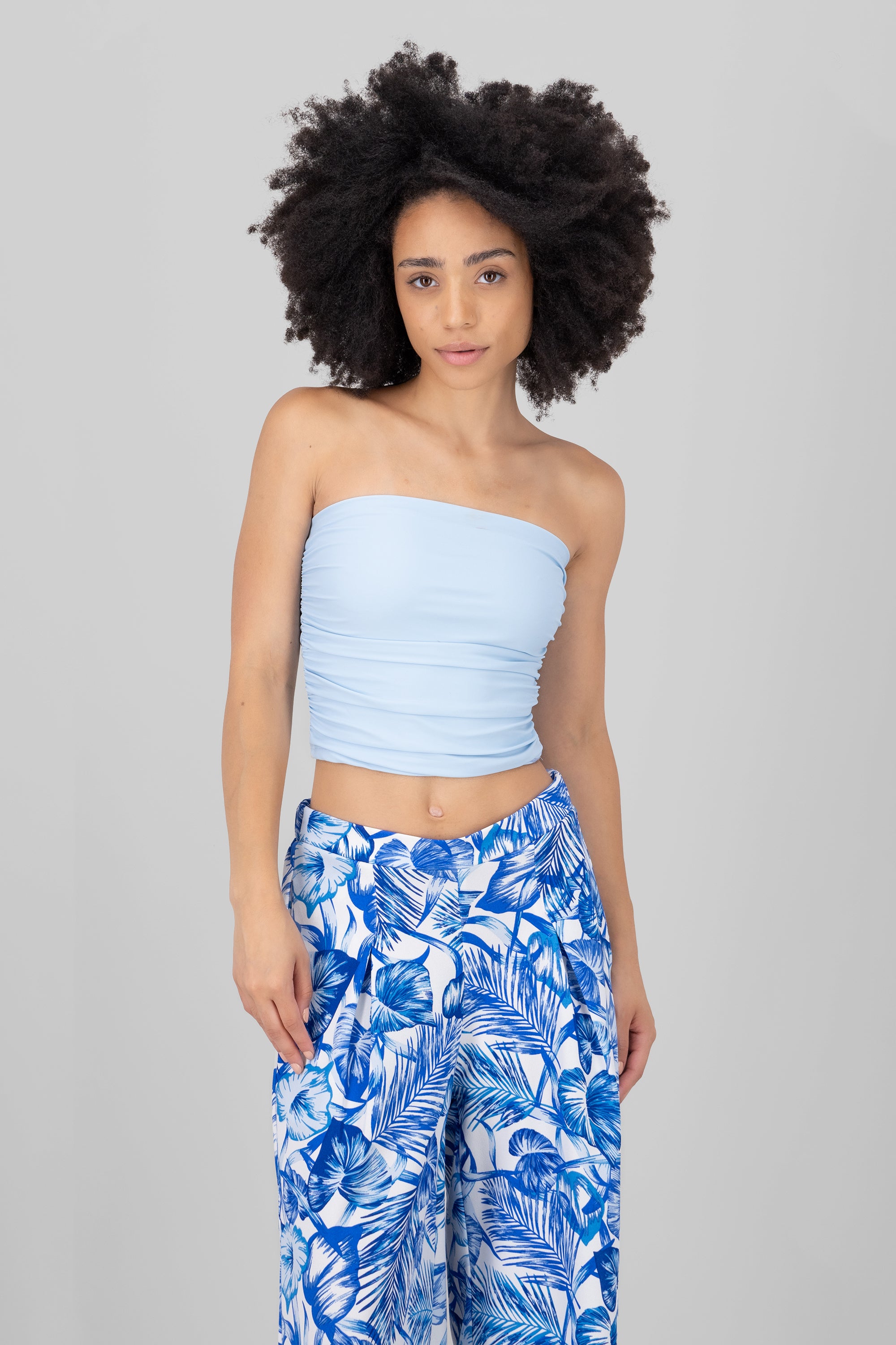 Ruched Tube Top SKY BLUE