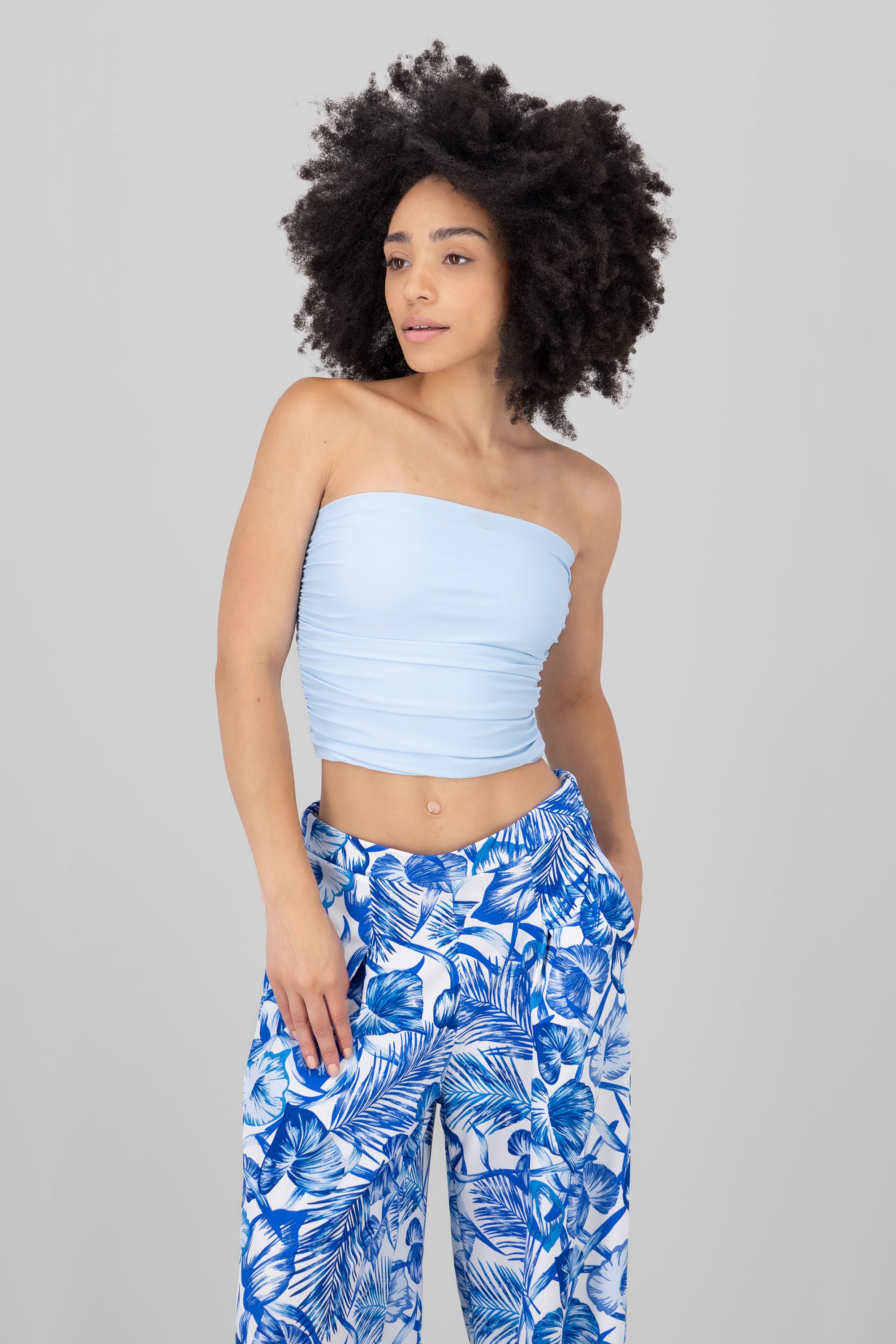 Ruched Tube Top SKY BLUE