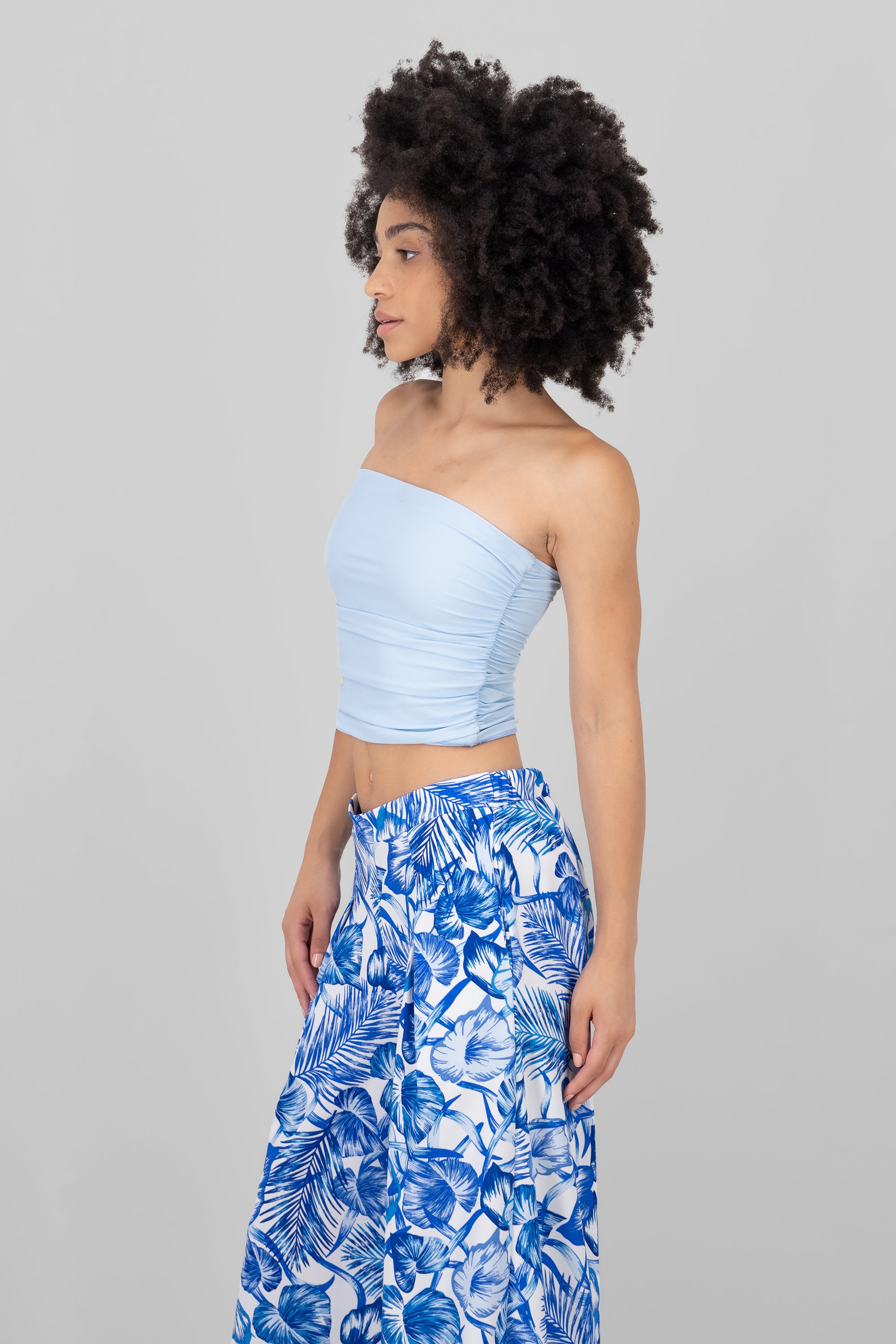 Ruched Tube Top SKY BLUE