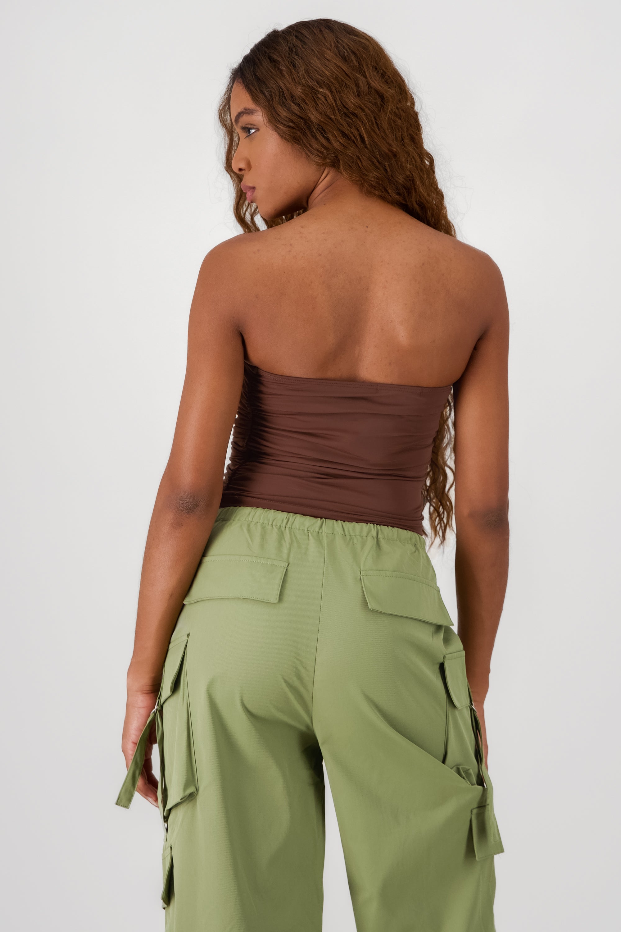 Ruched Tube Top CHOCOLATE