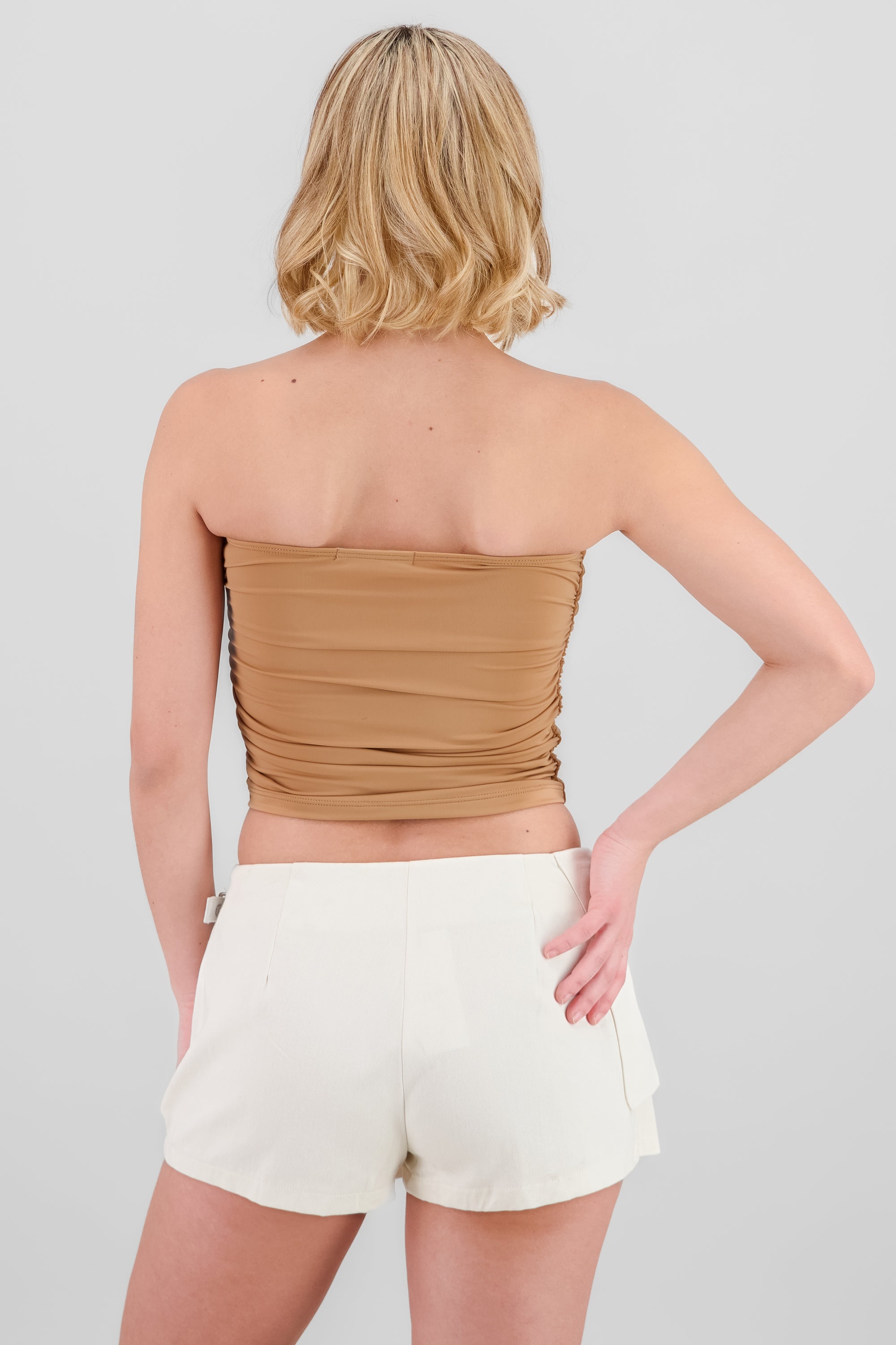 Ruched Tube Top KHAKI