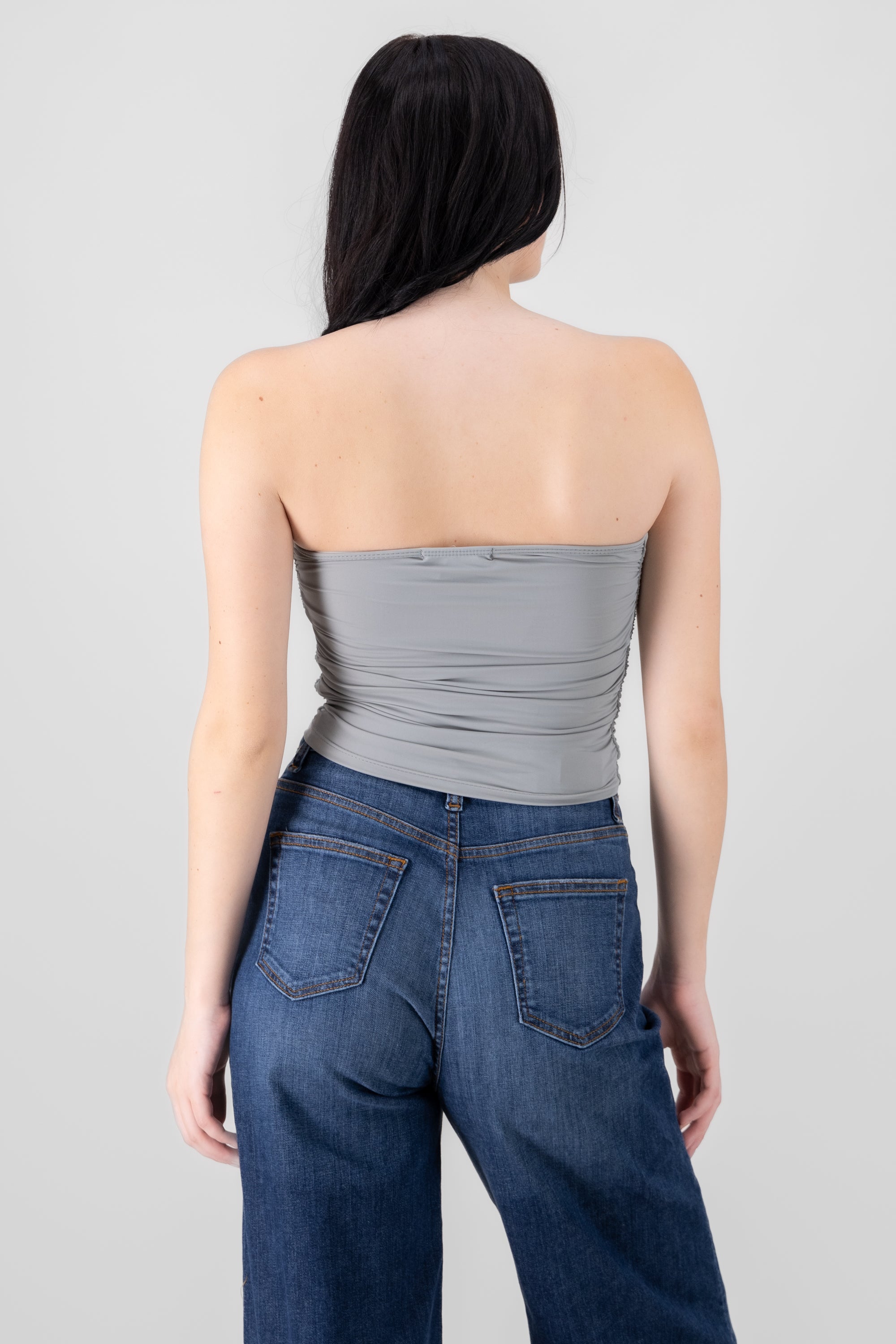 Ruched Tube Top GRAY