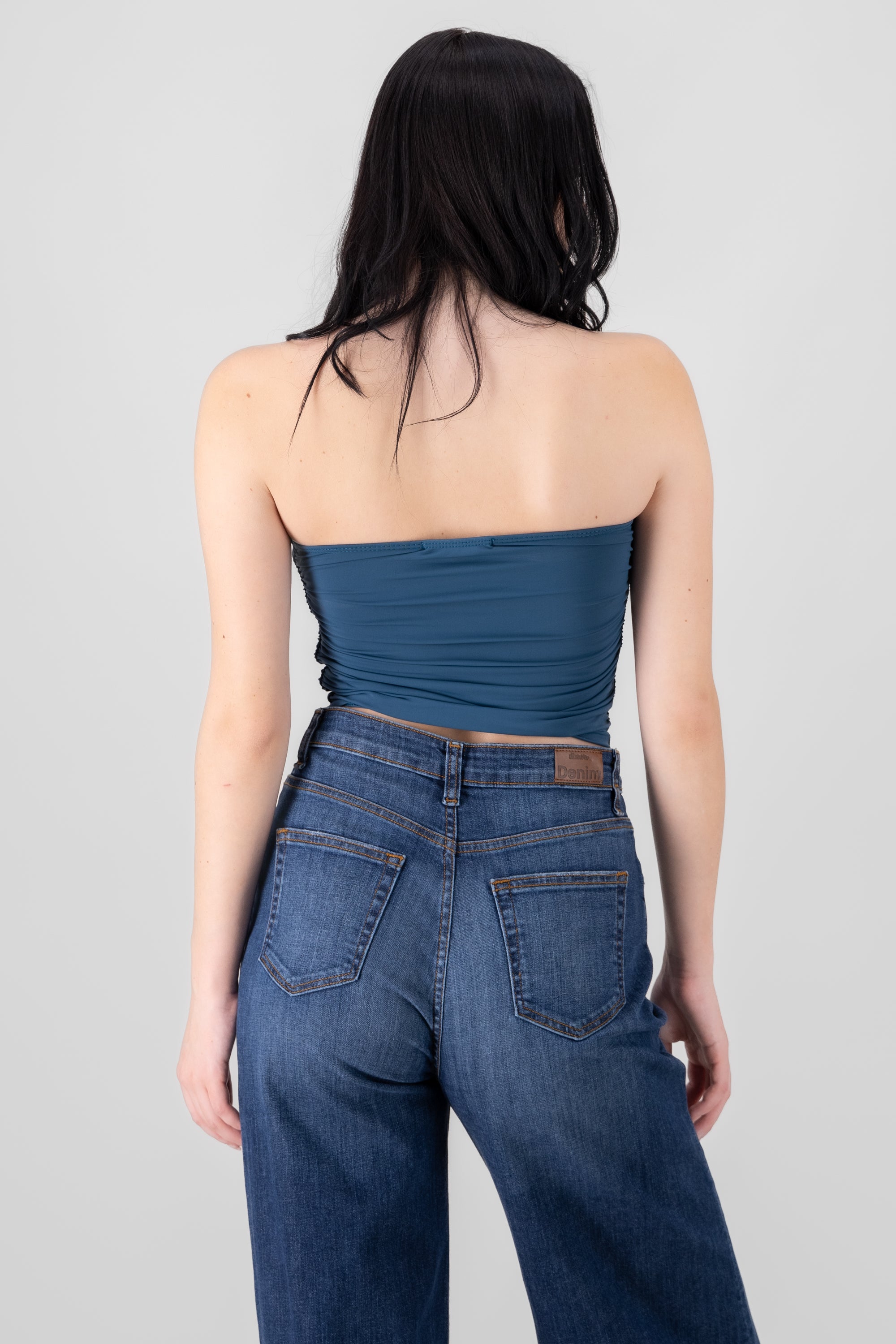 Ruched Tube Top CHARCOAL