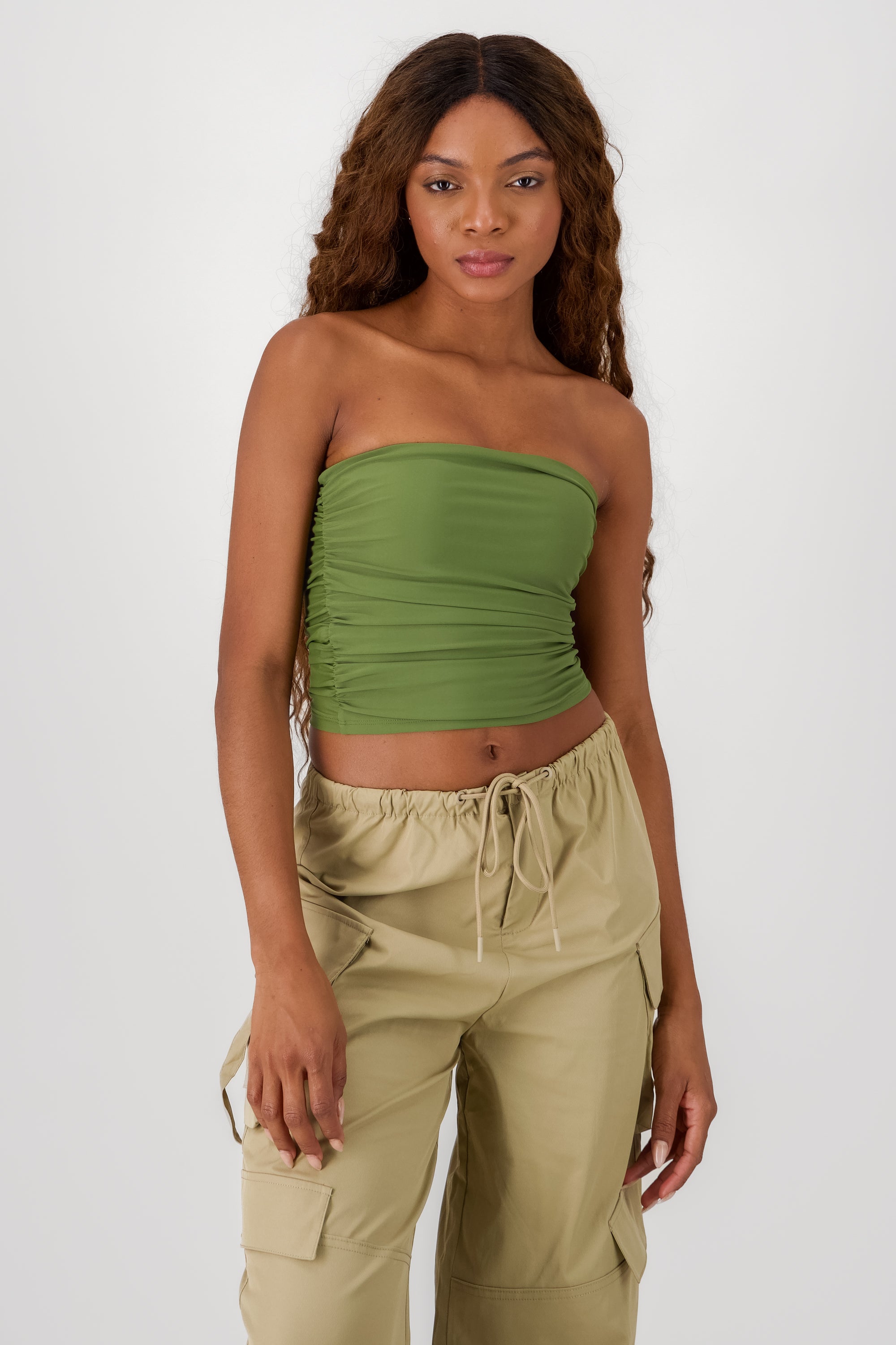 Ruched Tube Top OLIVE