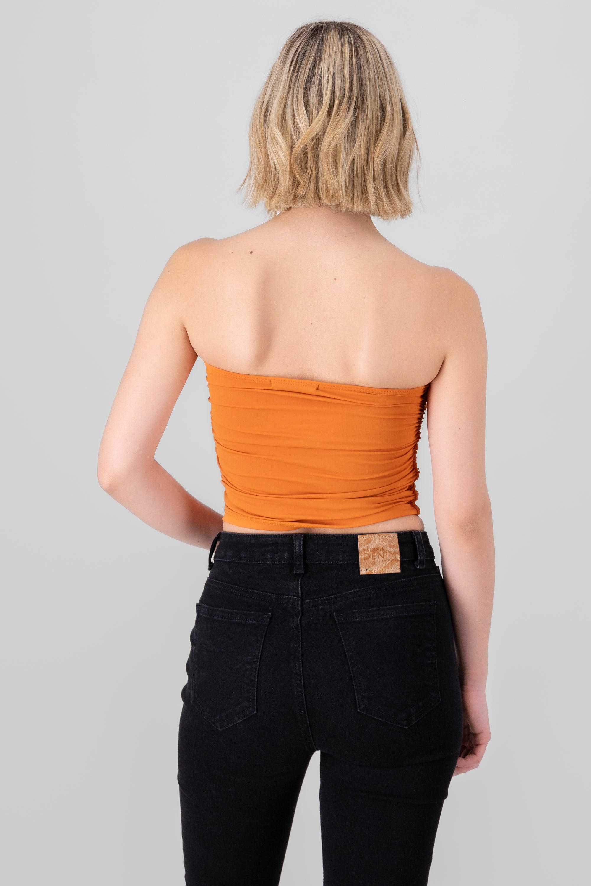 Ruched Tube Top DARK ORANGE