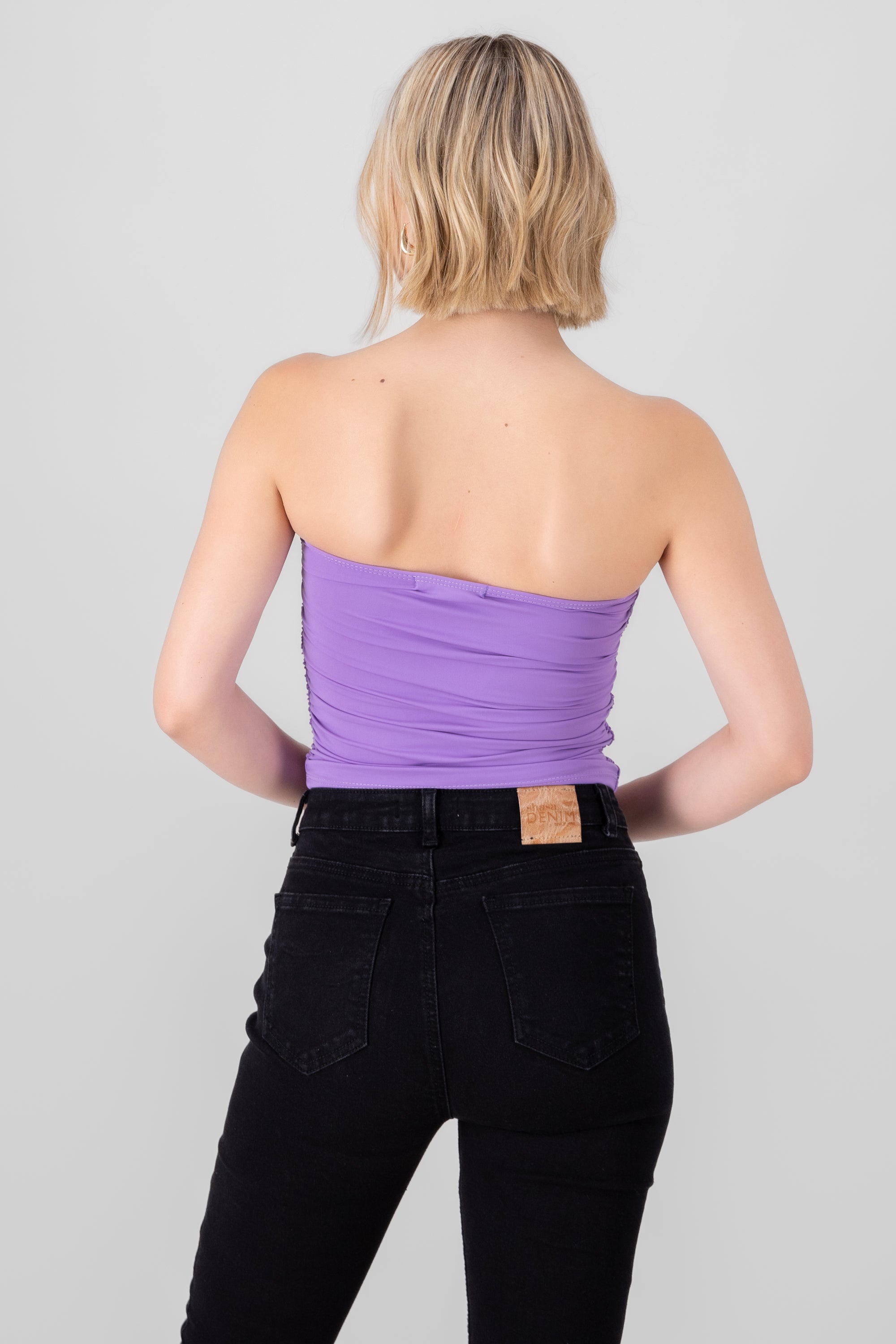 Ruched Tube Top DARK PURPLE