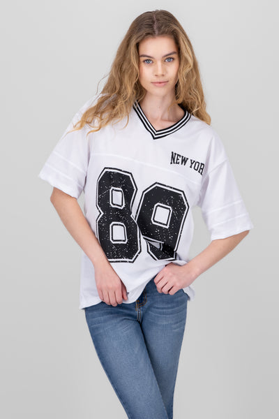 New York 89 Oversized T Shirt SILVER