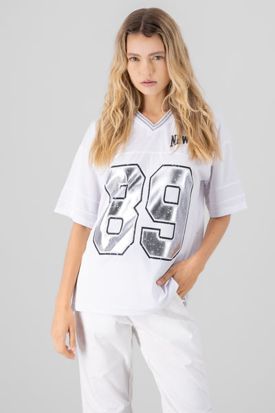 New York 89 Oversized T Shirt SILVER