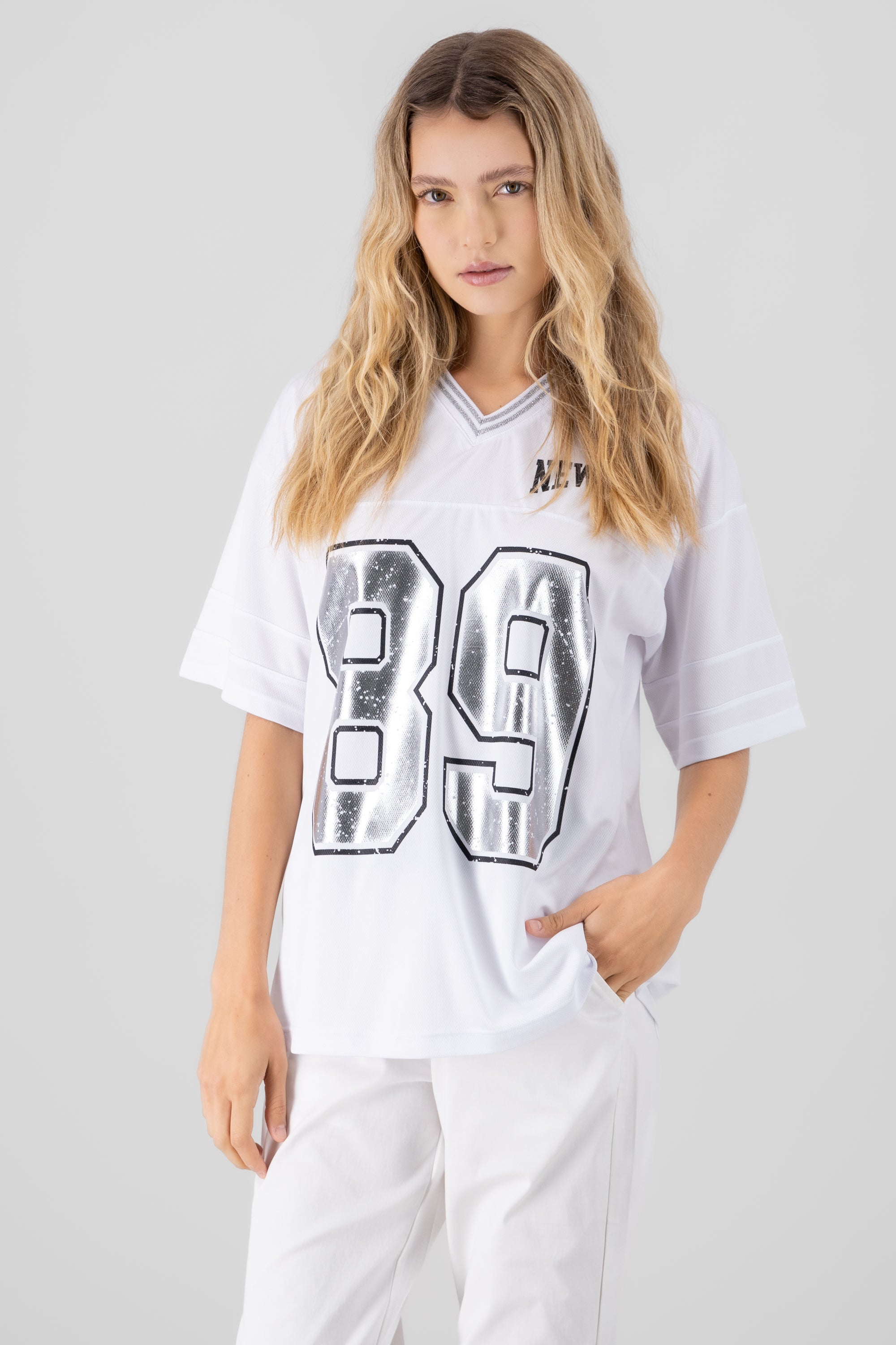 New York 89 Oversized T Shirt SILVER