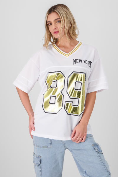 New York 89 Oversized T Shirt SILVER