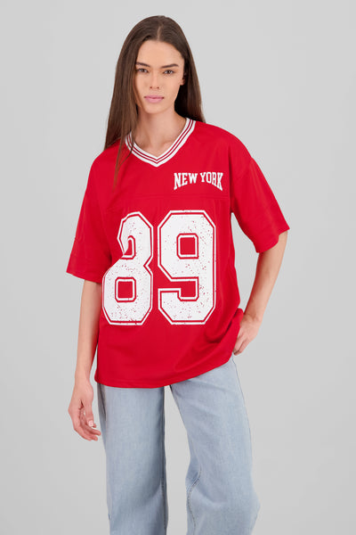 New York 89 Oversized T Shirt TOMATO RED