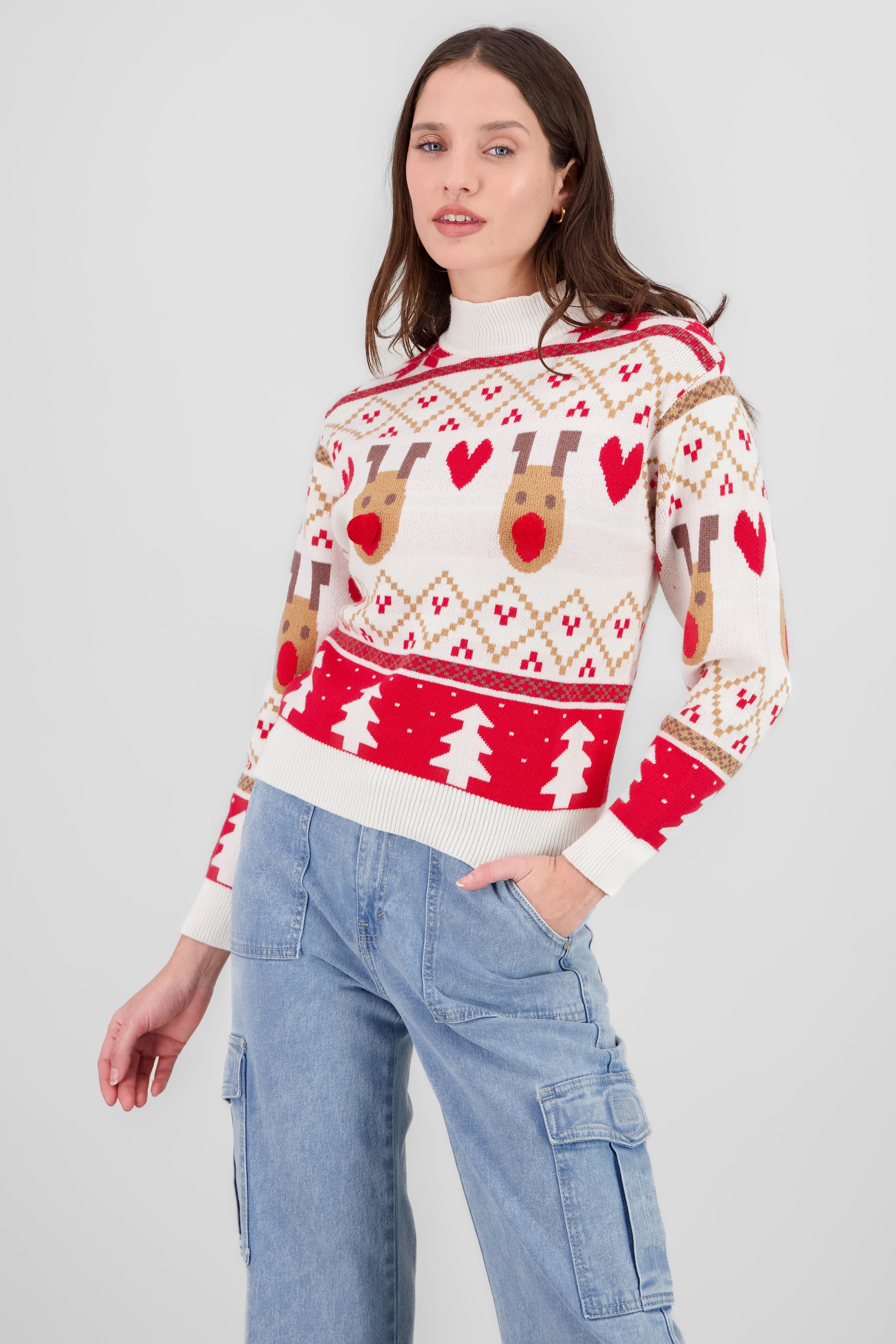 Reindeer Christmas Sweater BONE COMBO