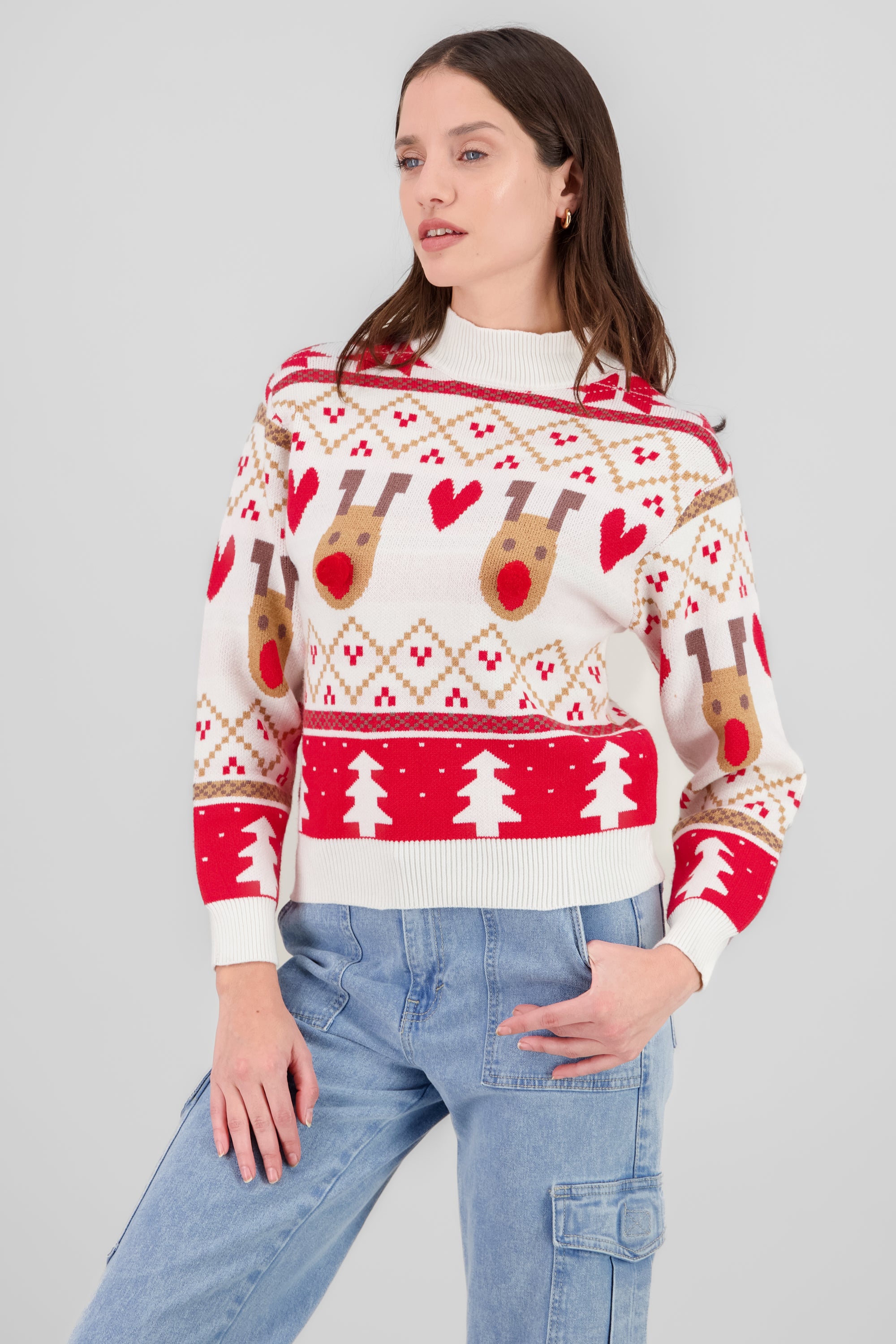 Reindeer Christmas Sweater BONE COMBO