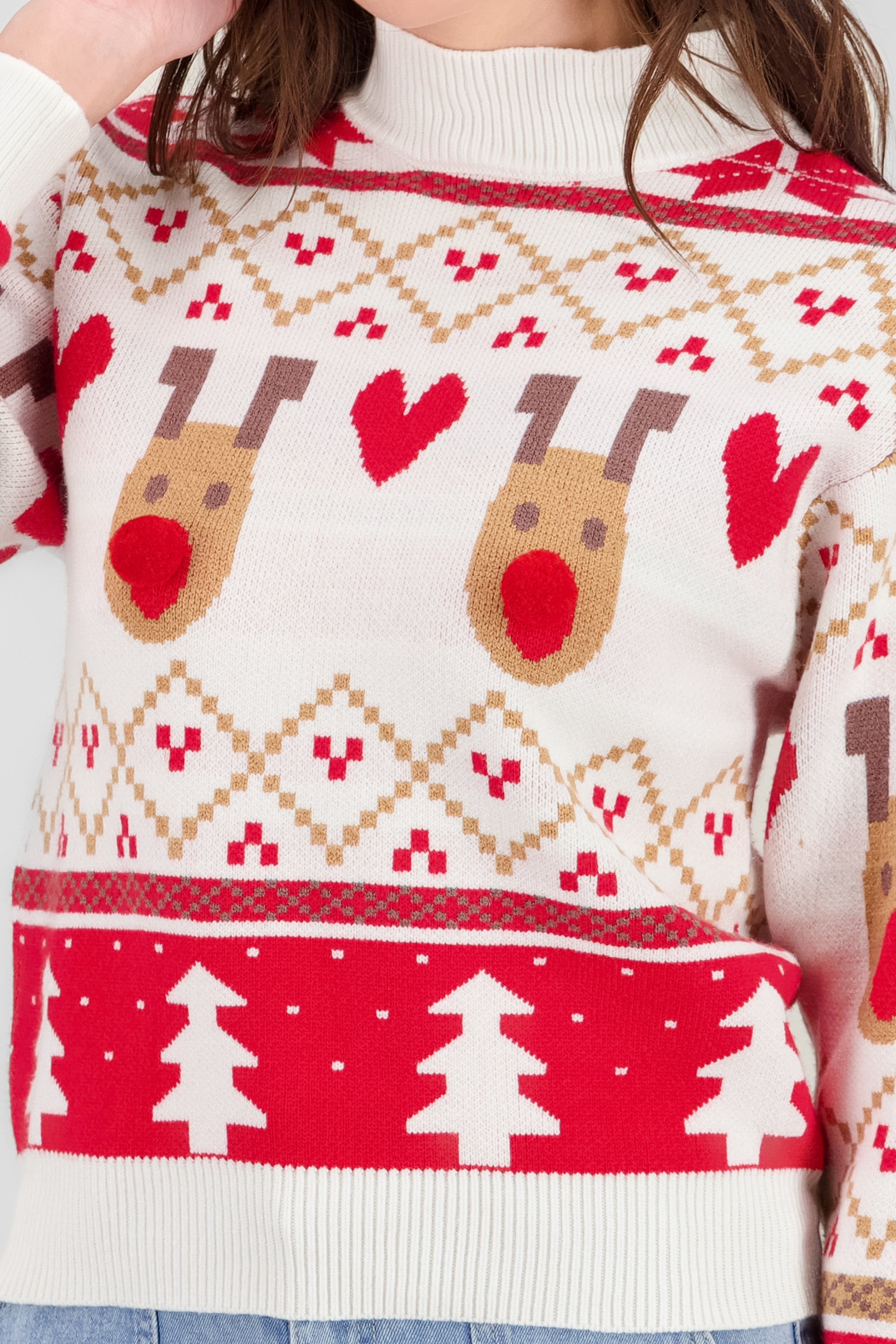 Reindeer Christmas Sweater BONE COMBO