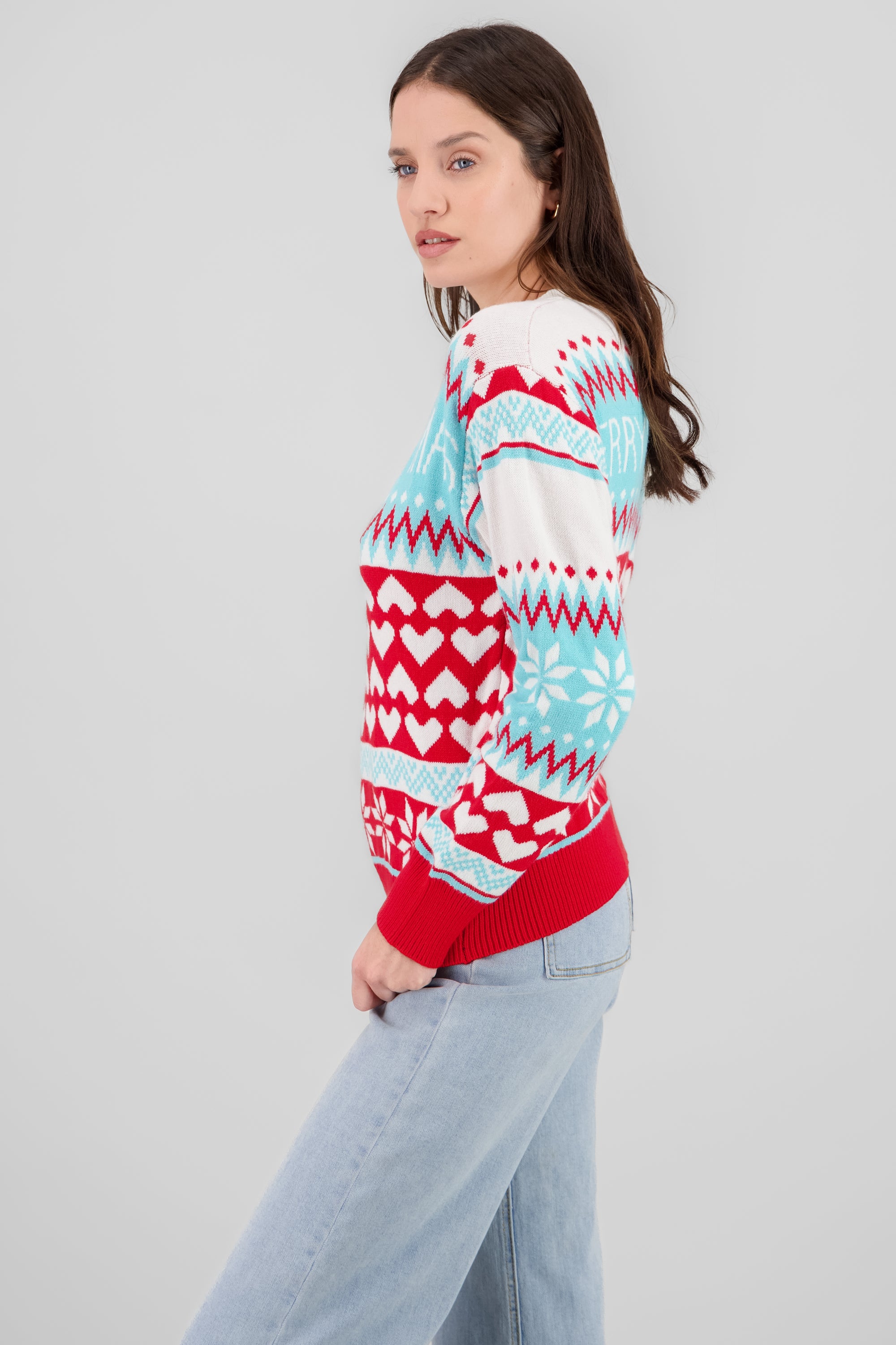 Hearts Christmas Sweater RED COMBO