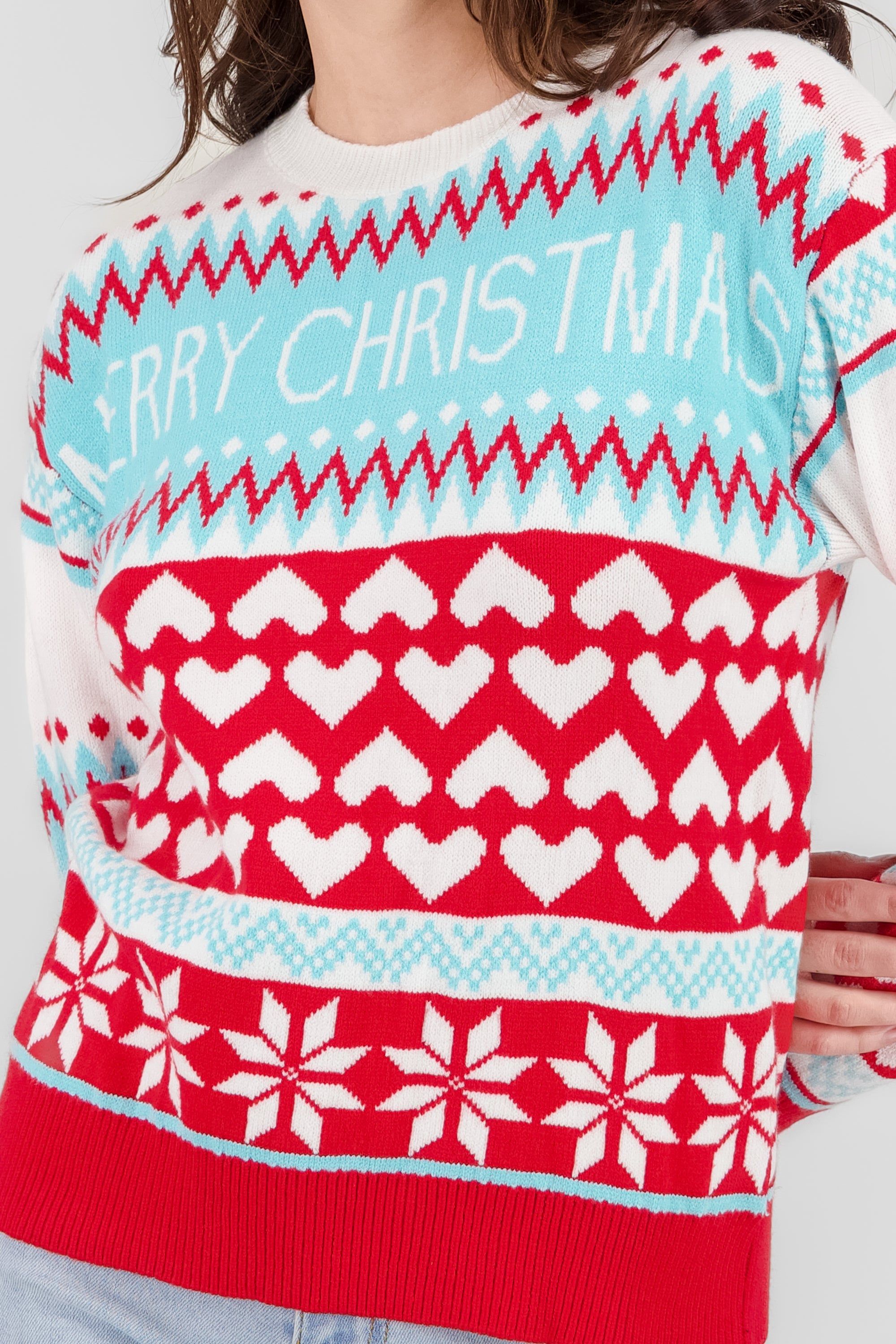 Hearts Christmas Sweater RED COMBO