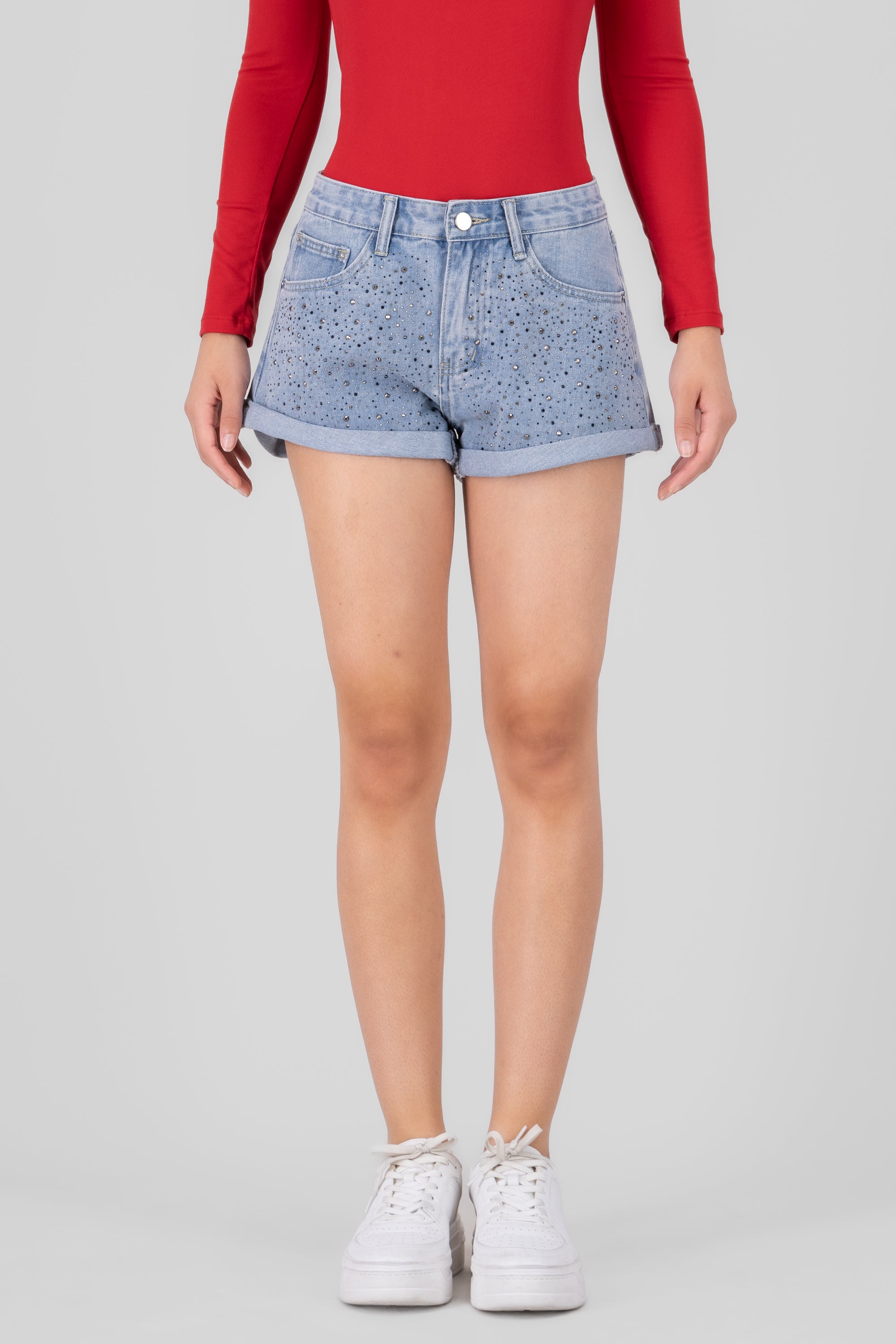 Denim Short Whit Studs LIGHT WASH