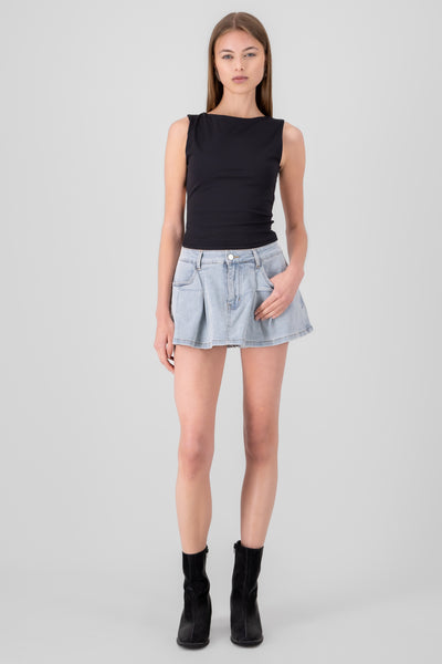 Denim Mini Skirt LIGHT WASH